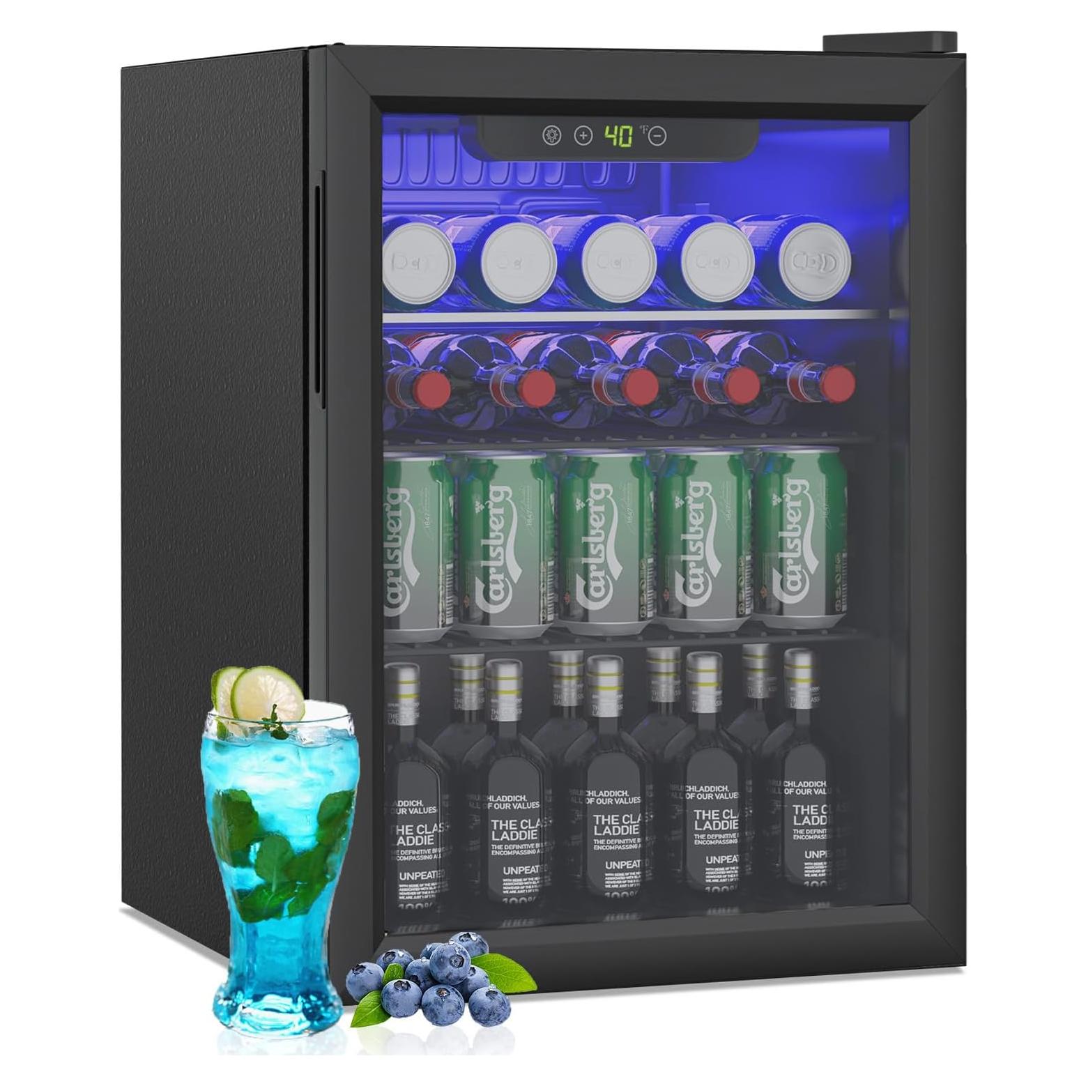 Mini Nevera Stopsad 73.7L con Puerta de Vidrio y Pantalla Digital