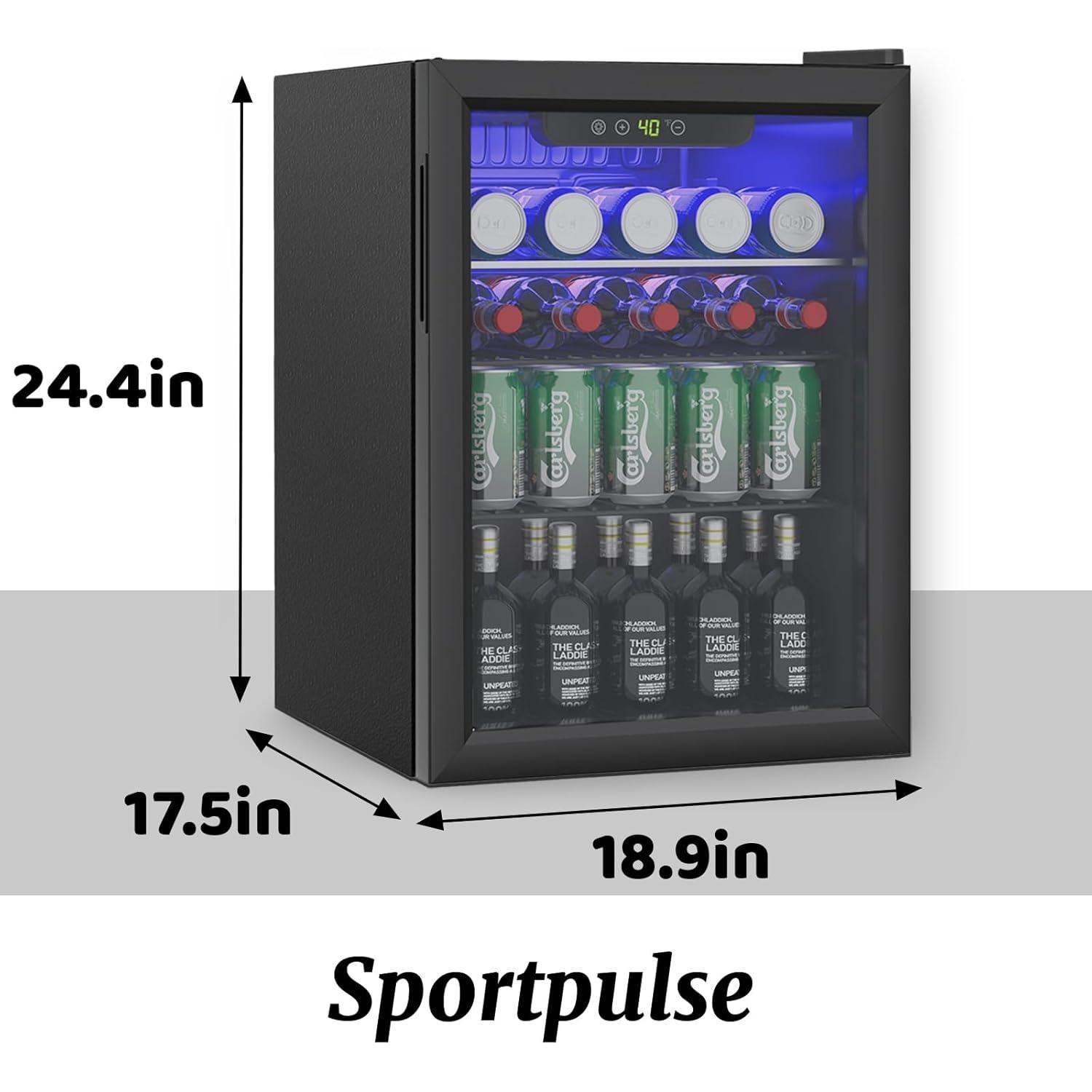 Mini Nevera Stopsad 73.7L con Puerta de Vidrio y Pantalla Digital