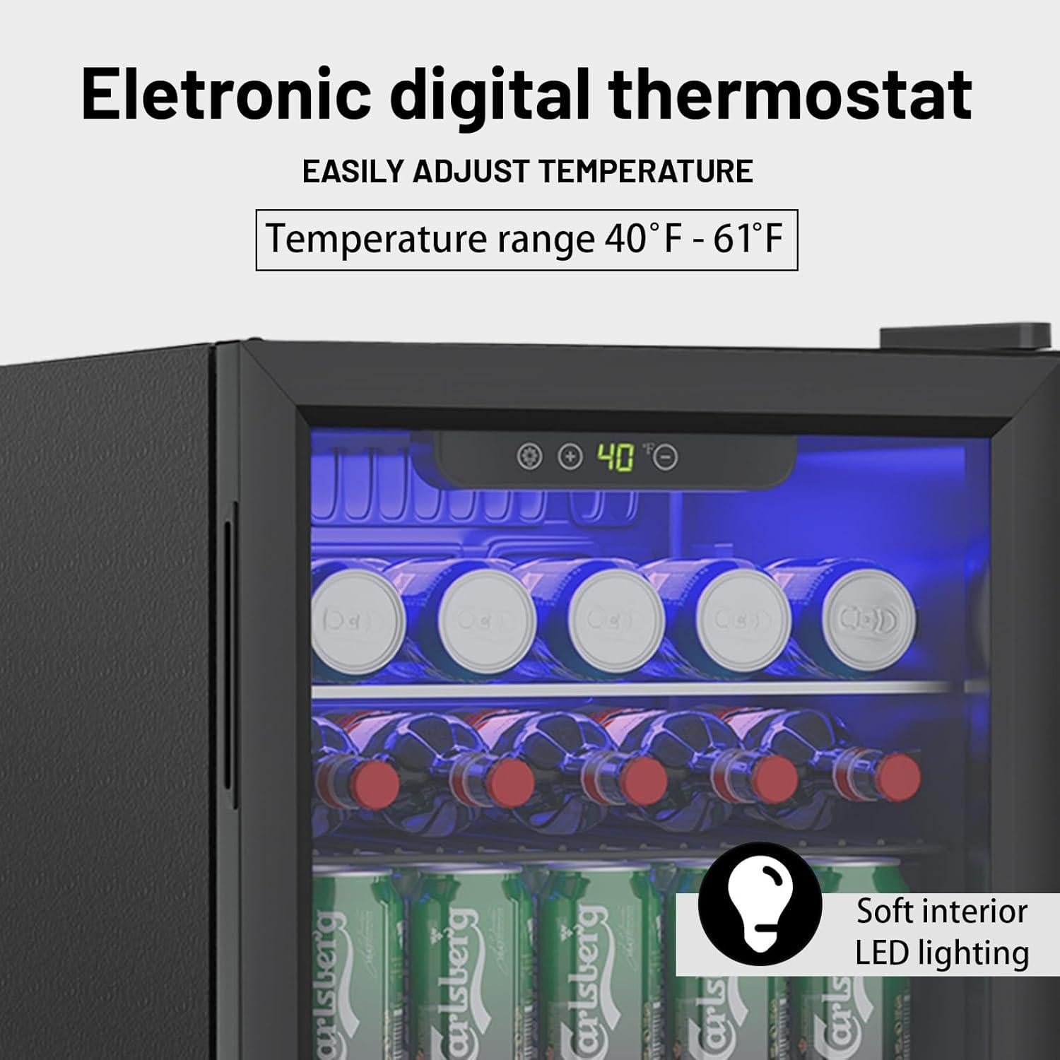 Mini Nevera Stopsad 73.7L con Puerta de Vidrio y Pantalla Digital