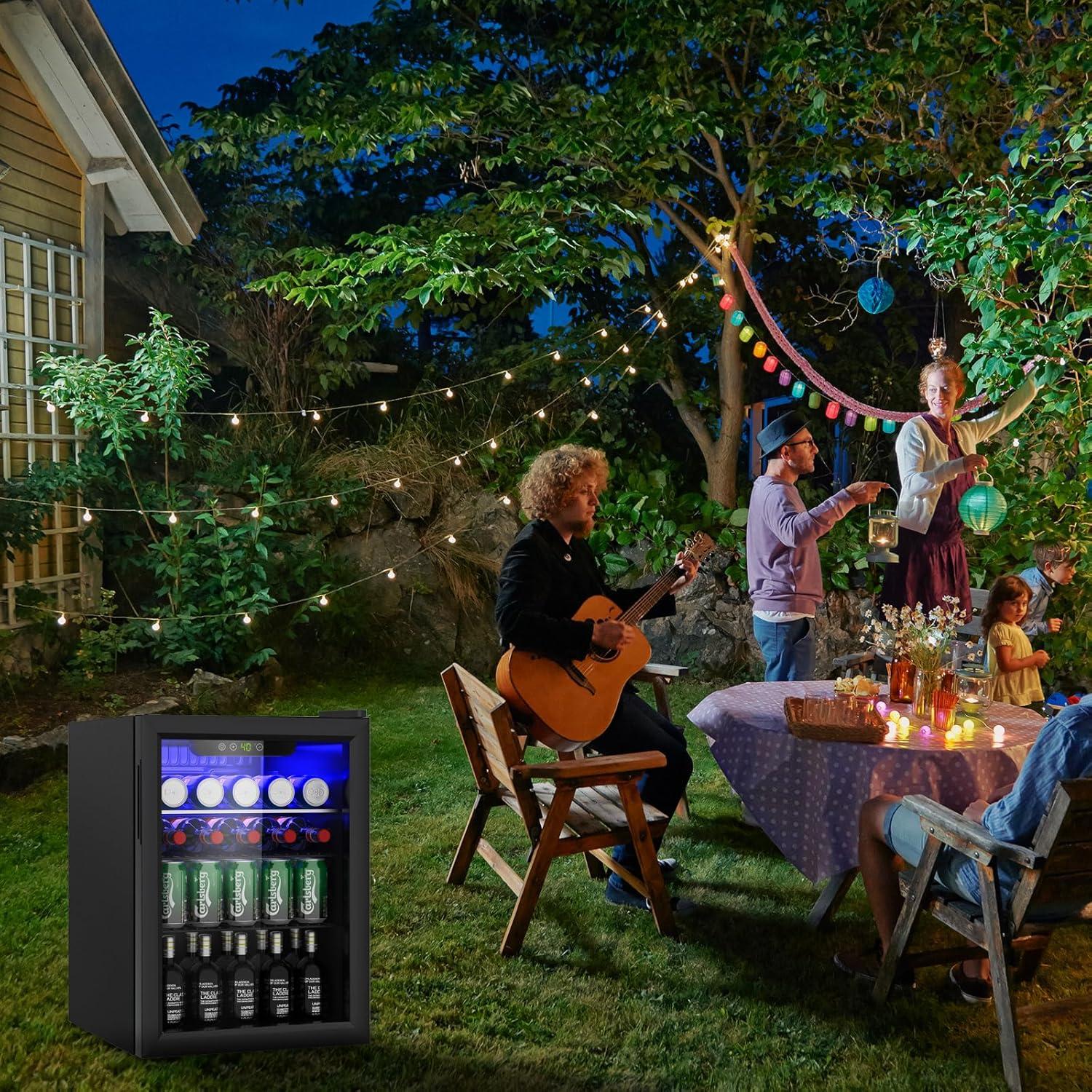 Mini Nevera Stopsad 73.7L con Puerta de Vidrio y Pantalla Digital