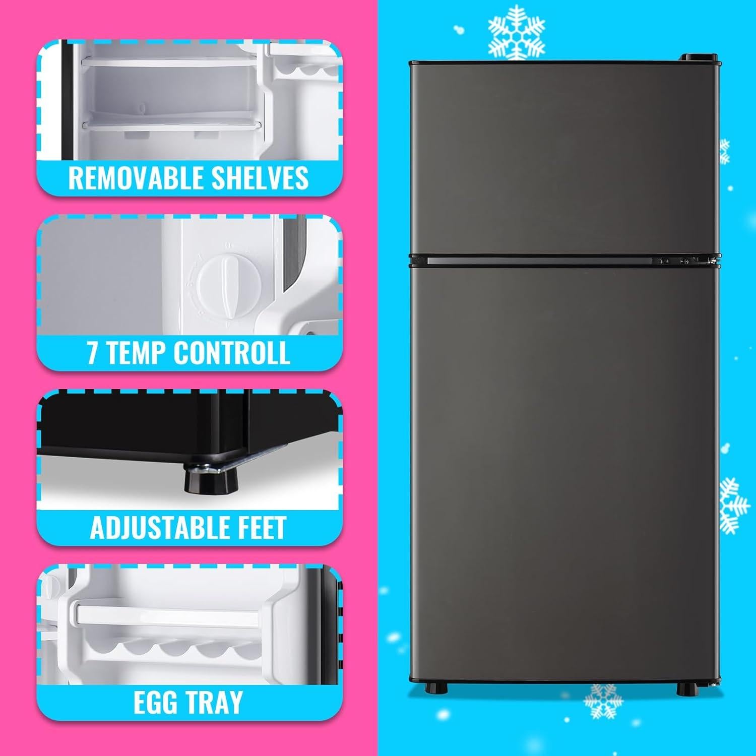 Refrigerador Mini Doble Puerta DEMULLER YX-43 68L Gris Oscuro