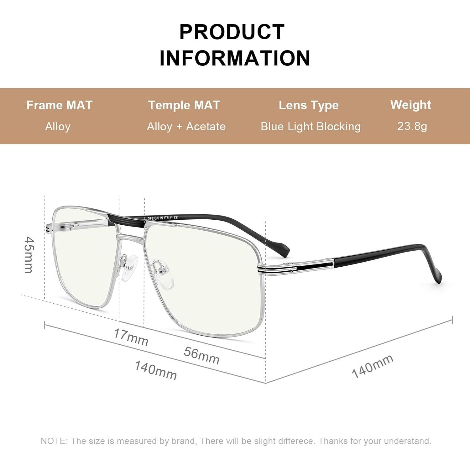 Gafas de lectura RB.Pilot plata con bloqueo luz azul 0.0x