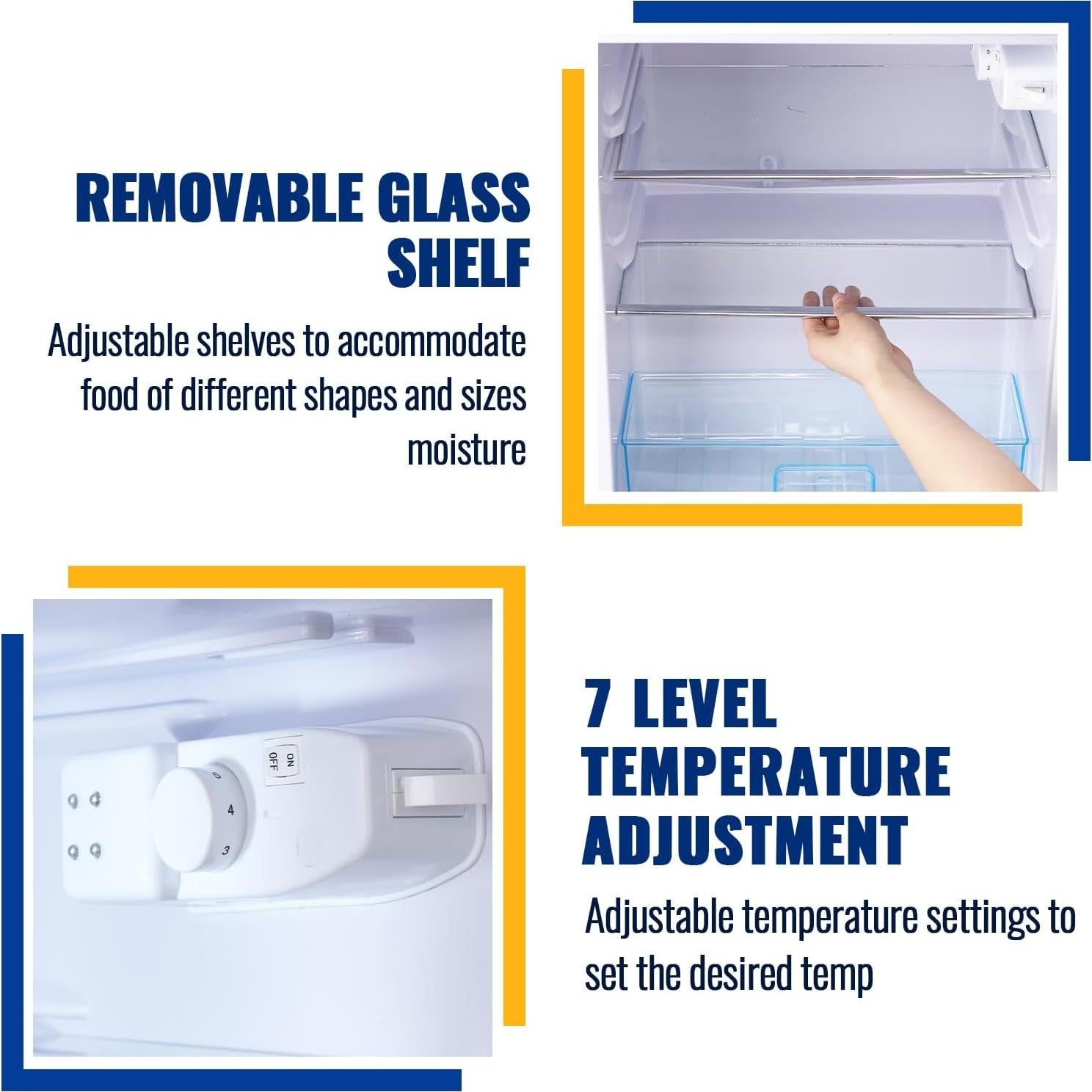 WANAI 3.5 Cu.Ft Mini Fridge with Freezer Compact Refrigerator with Freezer, 7 Level Adjustable Thermostat and 2 Removable Shelves Freestanding Small Refrigerator for Office Dorm Apartment (Silver)