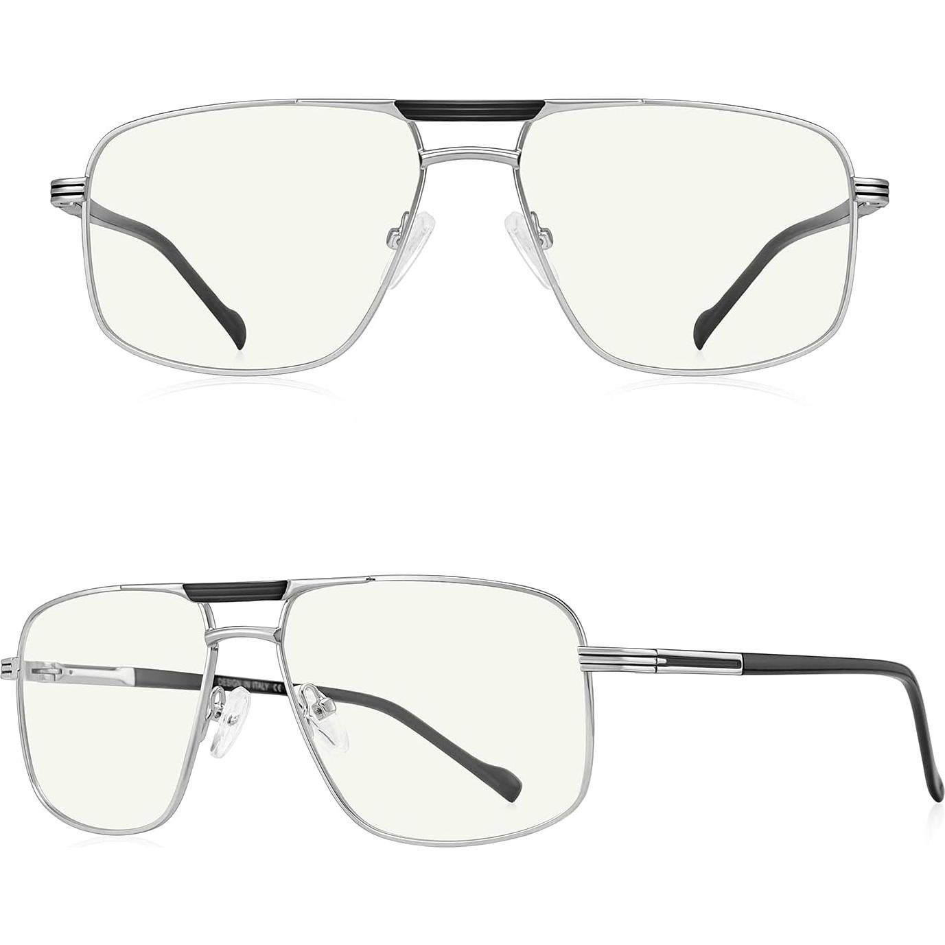 Gafas de lectura Hombre Plata 2.25x Anti Luz Azul
