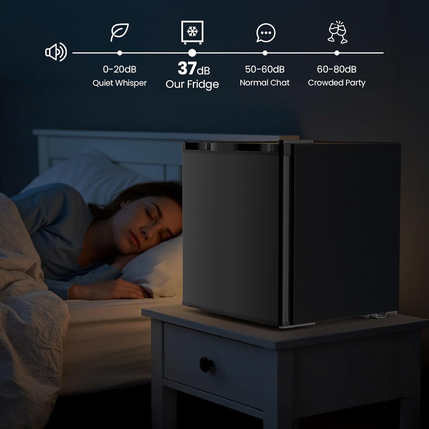 Mini Nevera Antarctic Star 1.6 Pies Cúbicos Negra con Congelador