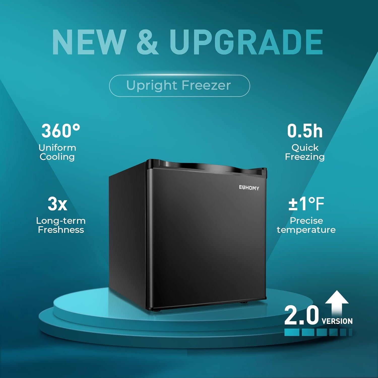 Congelador Compacto Vertical EUHOMY 1.1 Pies Cúbicos Negro