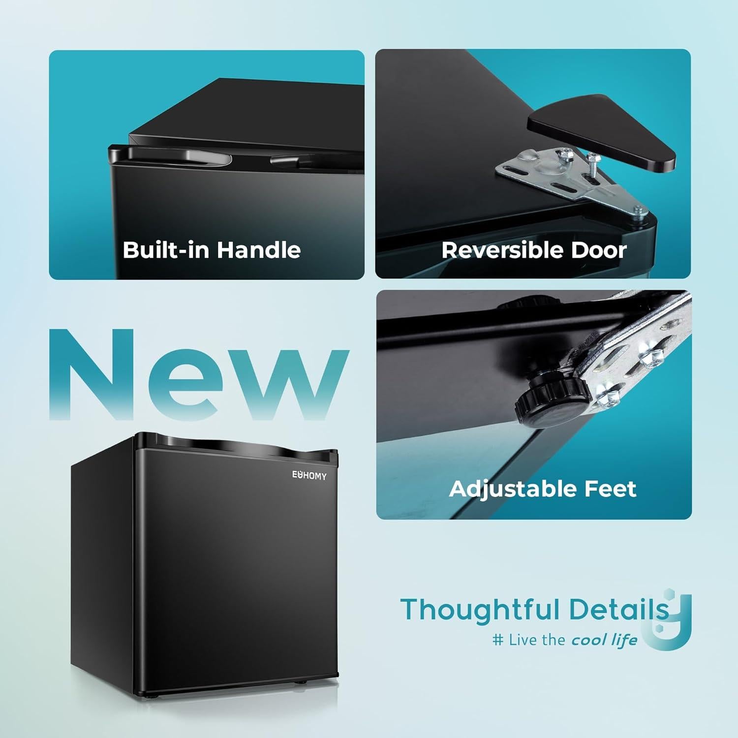 Congelador Compacto Vertical EUHOMY 1.1 Pies Cúbicos Negro