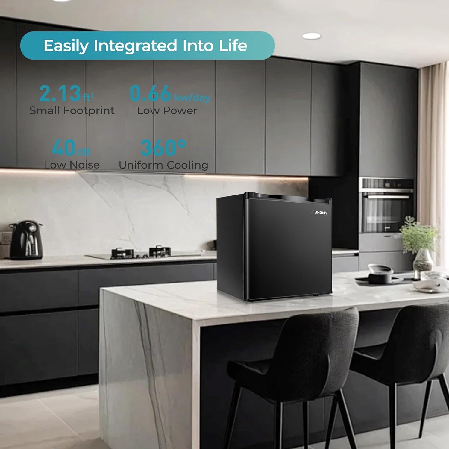 Congelador Compacto Vertical EUHOMY 1.1 Pies Cúbicos Negro