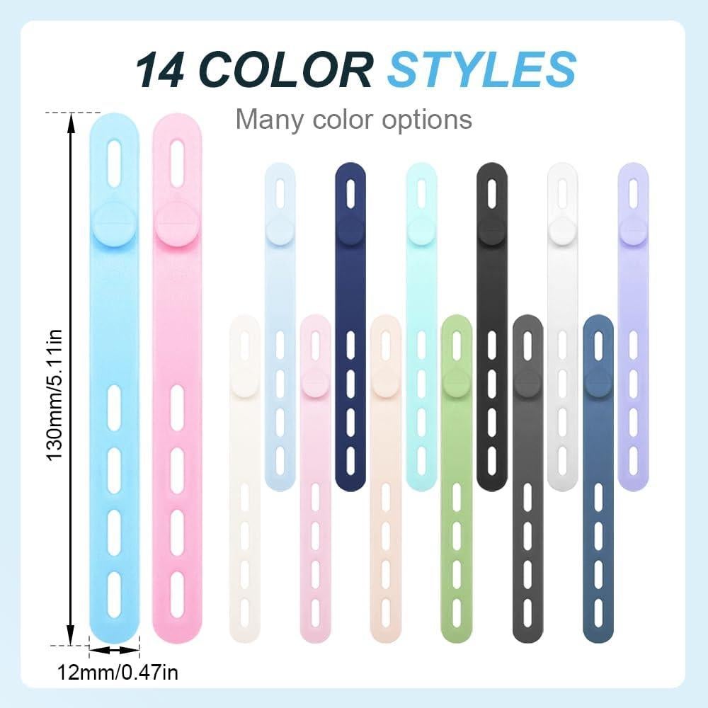 Data Cable Organizer, 2025 New Elastic Silicone Cable Straps Cord Organizer, Reusable Cable Management Organizers Cable Ties for Bundling and Fastening Cables (10)
