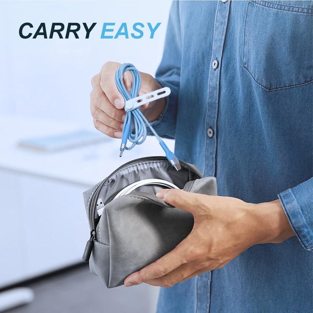 Data Cable Organizer, 2025 New Elastic Silicone Cable Straps Cord Organizer, Reusable Cable Management Organizers Cable Ties for Bundling and Fastening Cables (10)