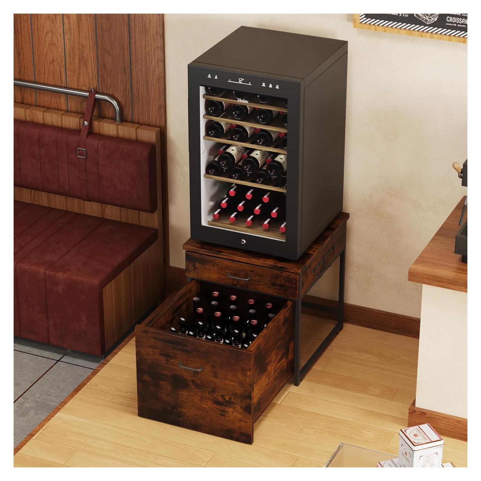 Soporte para Mini Nevera Kikihouse Marrón con Ruedas 113.4 kg