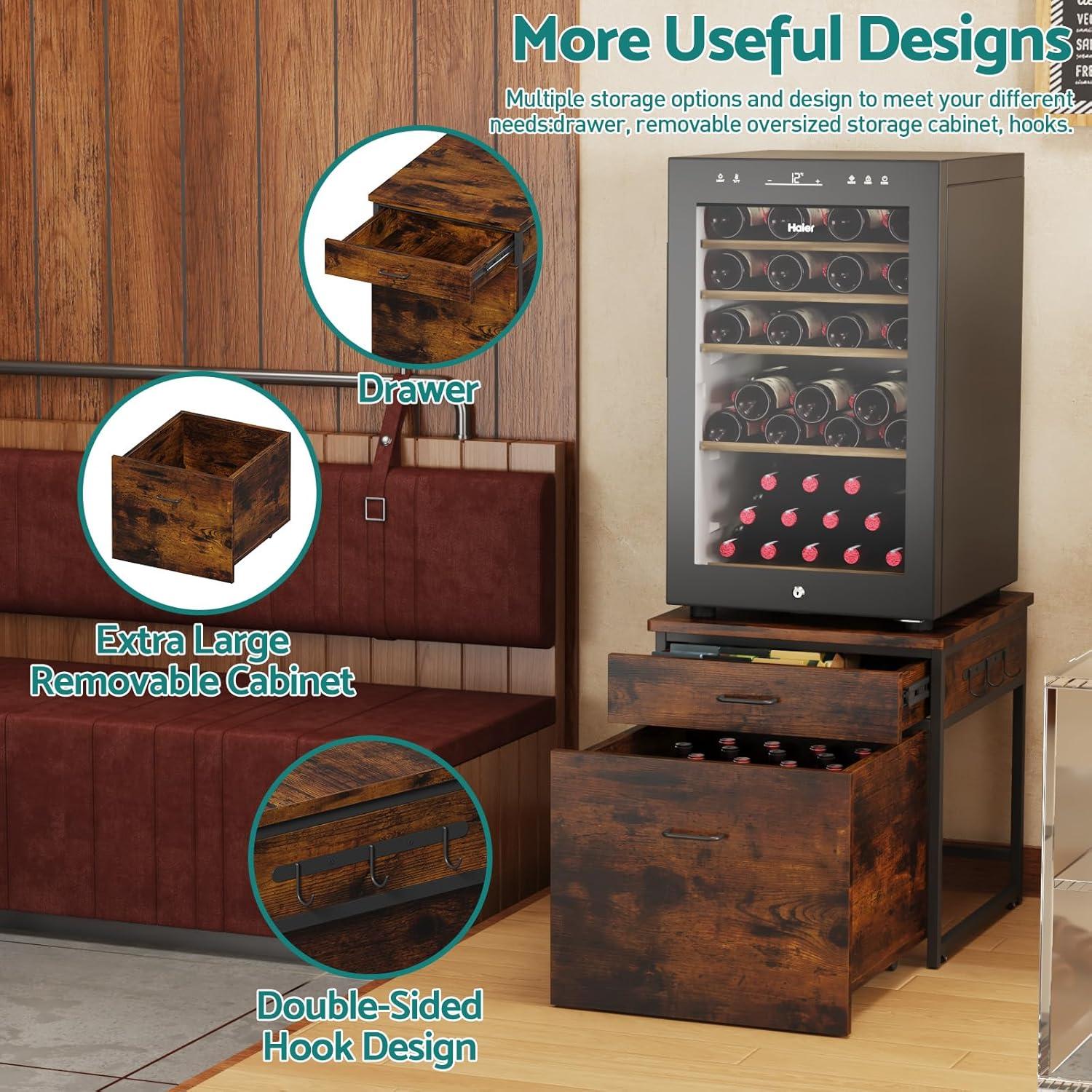 Soporte para Mini Nevera Kikihouse Marrón con Ruedas 113.4 kg