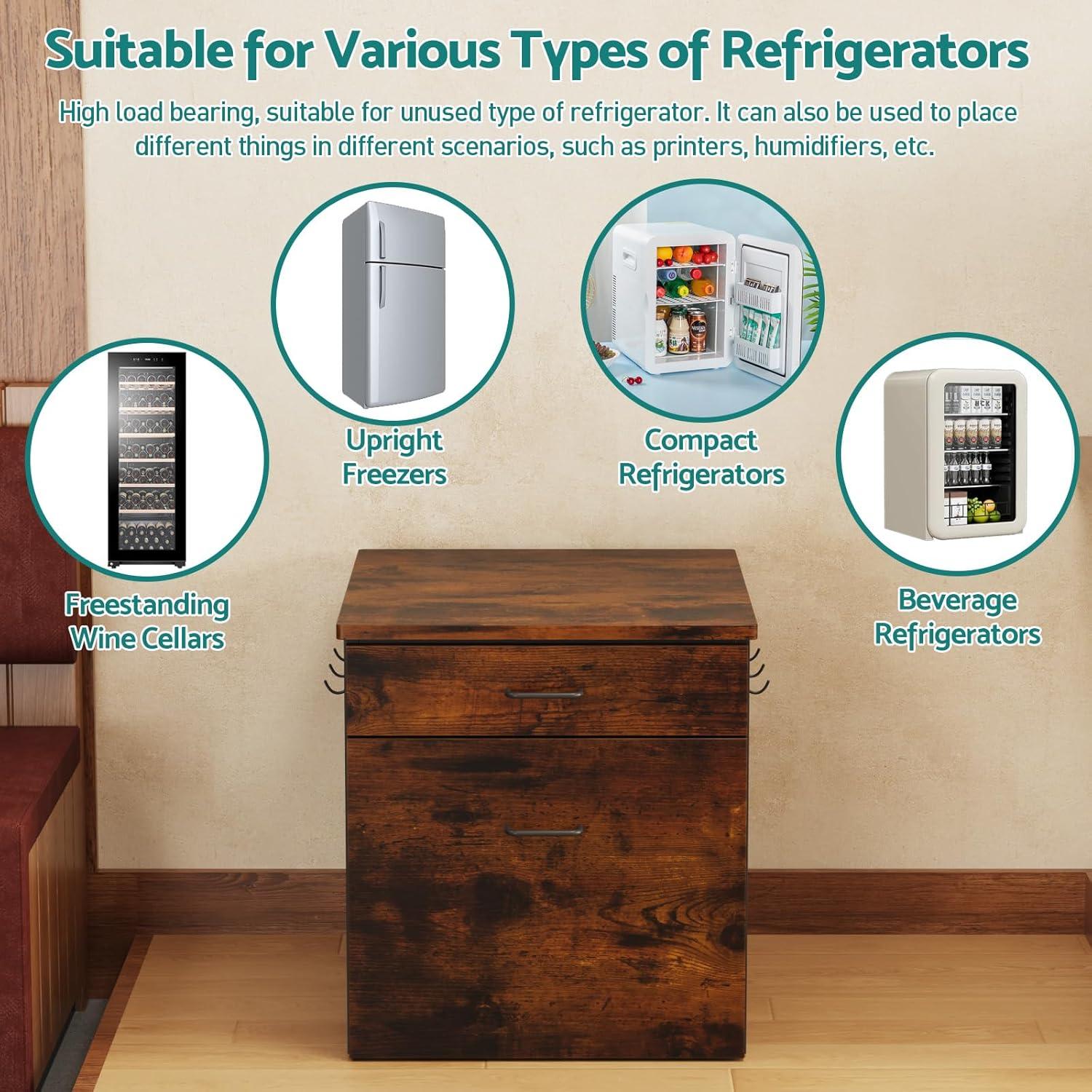 Soporte para Mini Nevera Kikihouse Marrón con Ruedas 113.4 kg