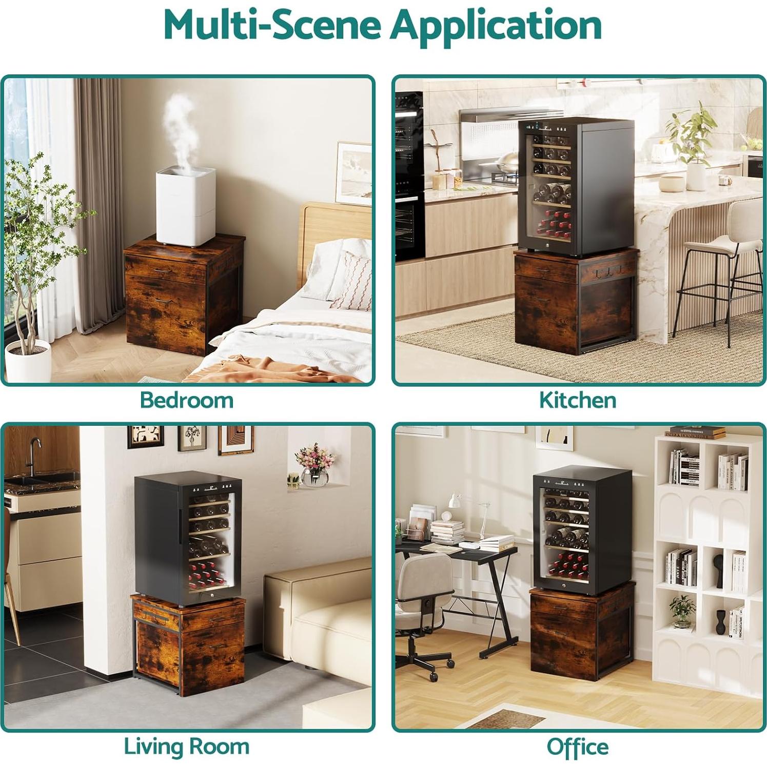 Soporte para Mini Nevera Kikihouse Marrón con Ruedas 113.4 kg