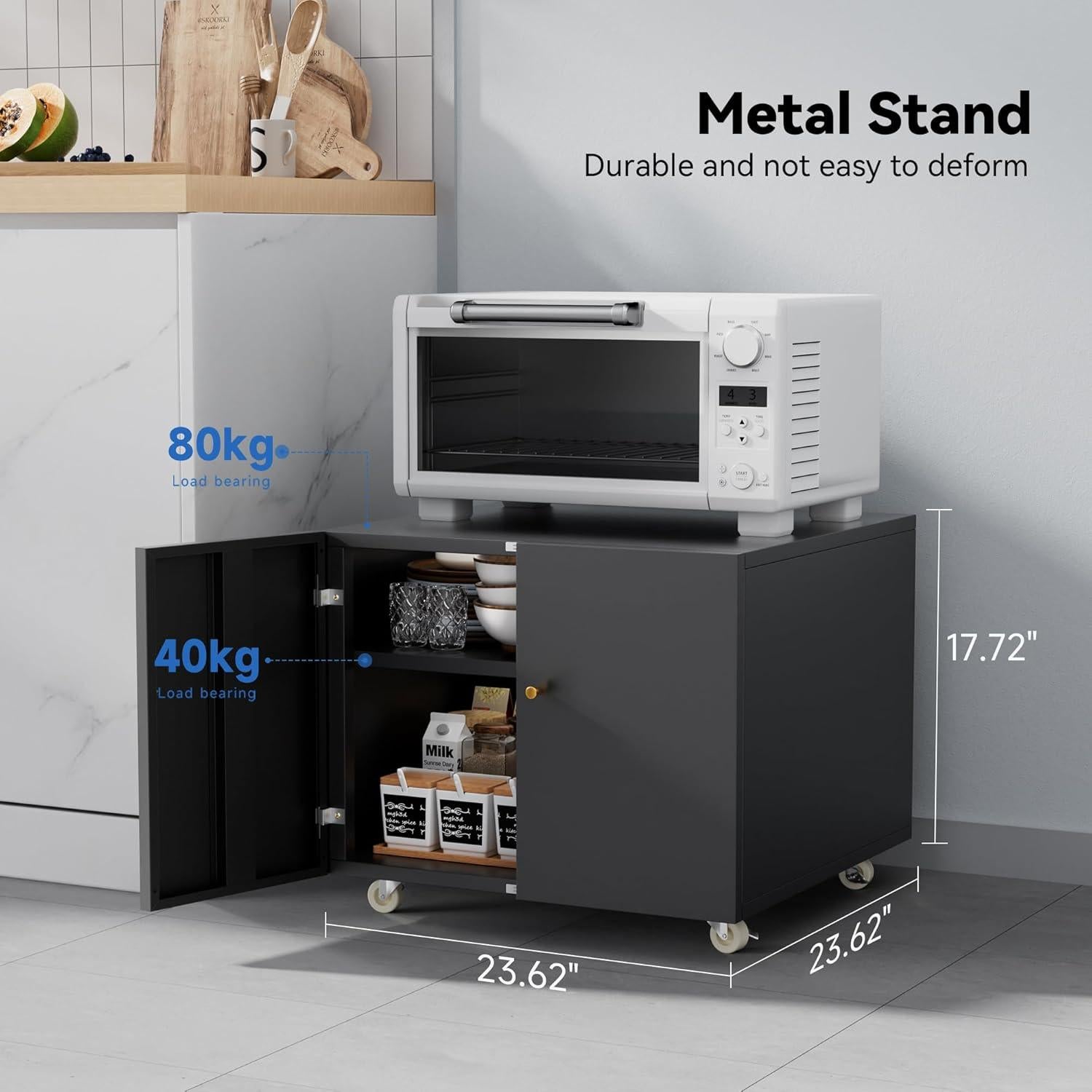 Soporte para Mini Nevera INMOZATA con Estantes Ajustables Negro 60x60x45cm