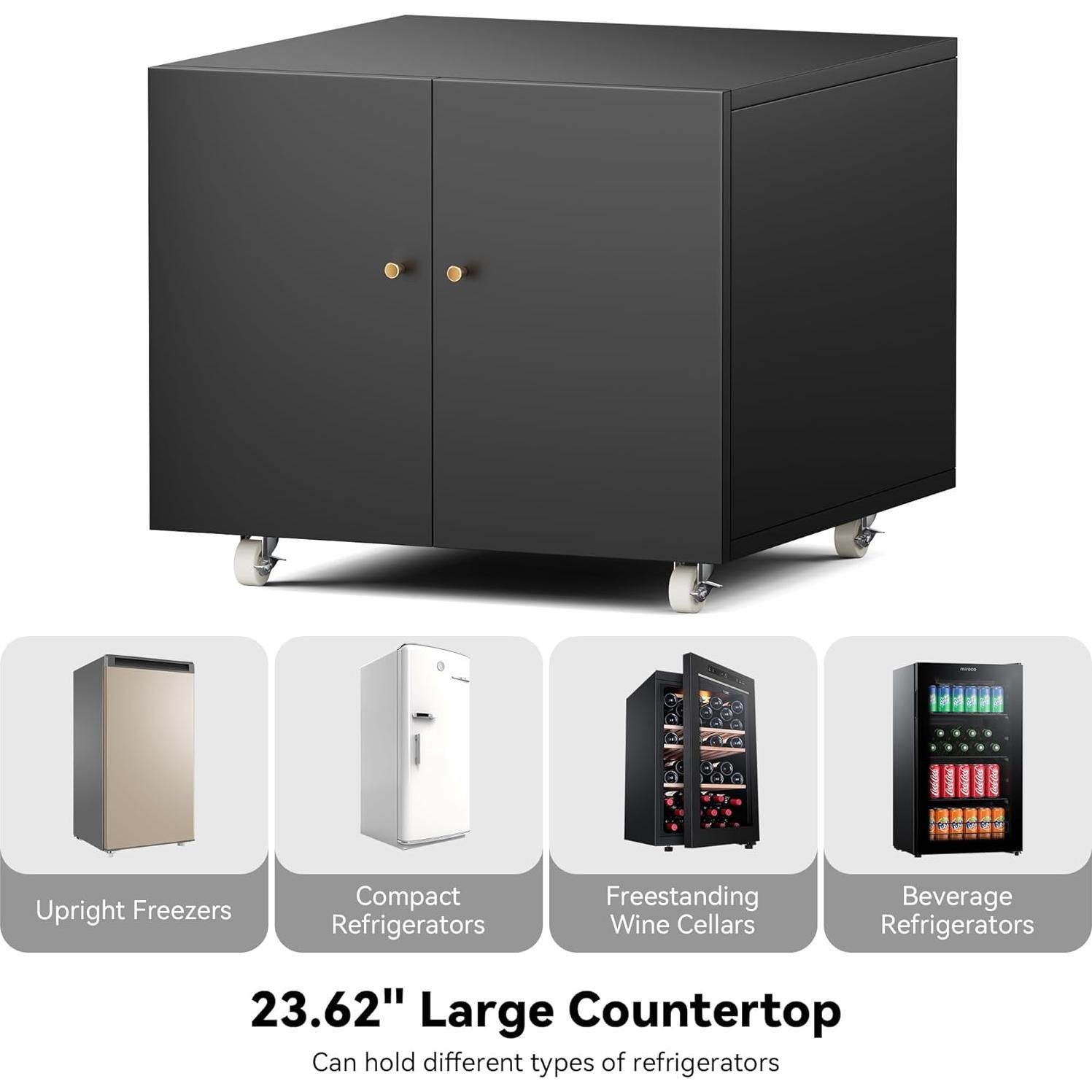 Soporte para Mini Nevera INMOZATA con Estantes Ajustables Negro 60x60x45cm