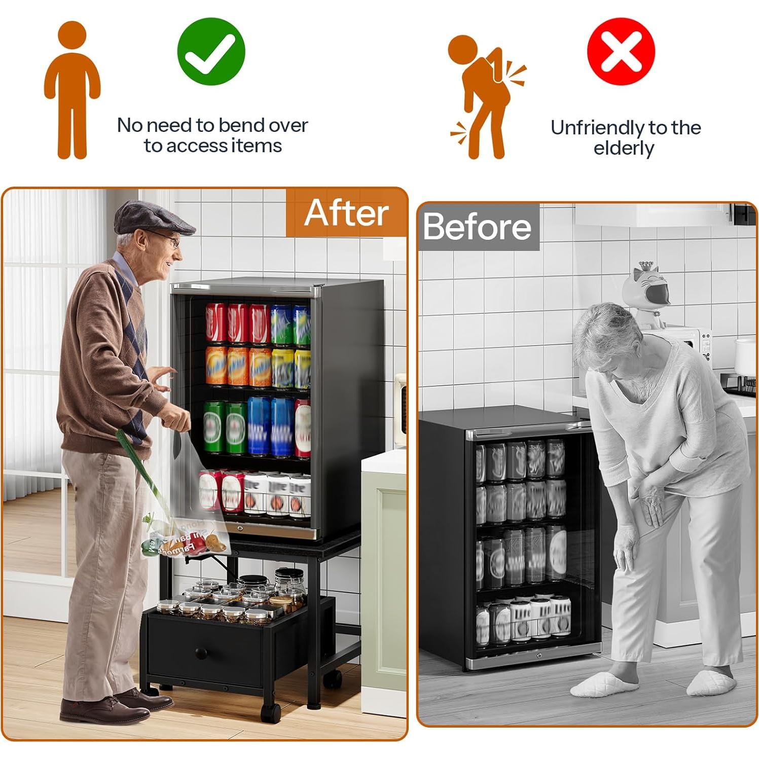 Soporte para Mini Nevera HOOBRO con Estante y Toma de Corriente