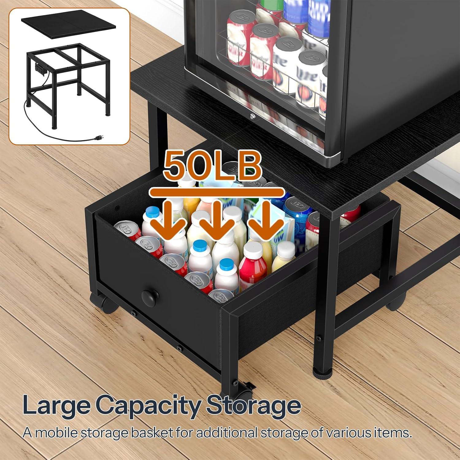 Soporte para Mini Nevera HOOBRO con Estante y Toma de Corriente