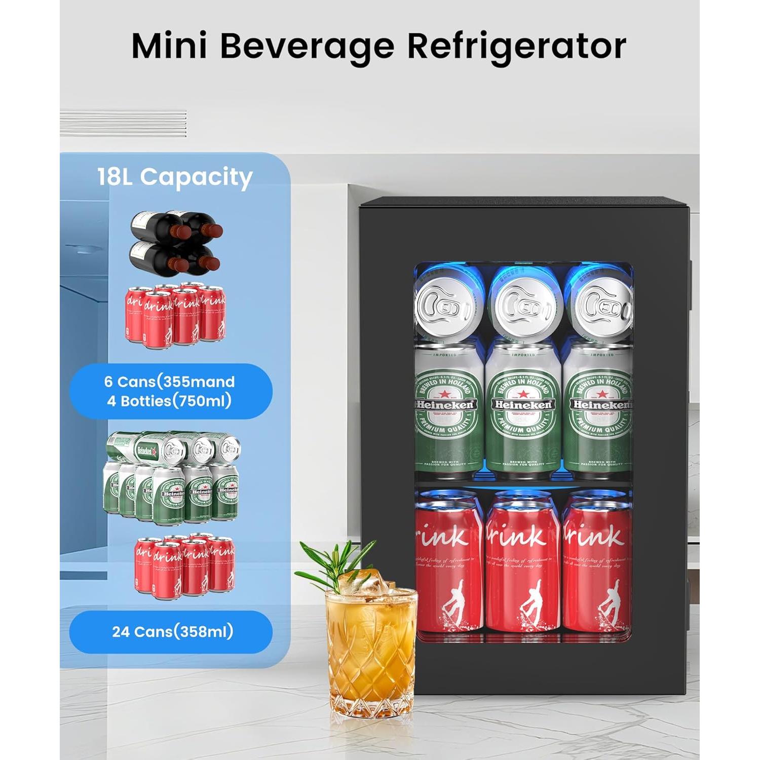 Mini Nevera Kismile JC-18 18L 0.6 Pies Cúbicos para Bebidas