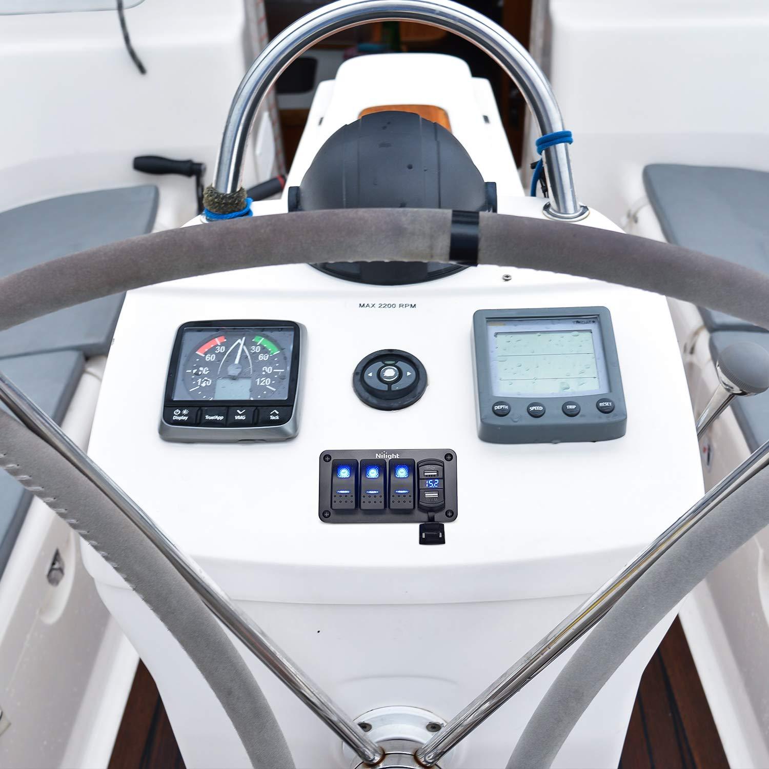 Panel de Interruptores Rocker Nilight 3 Gang con Cargador USB 4.8A