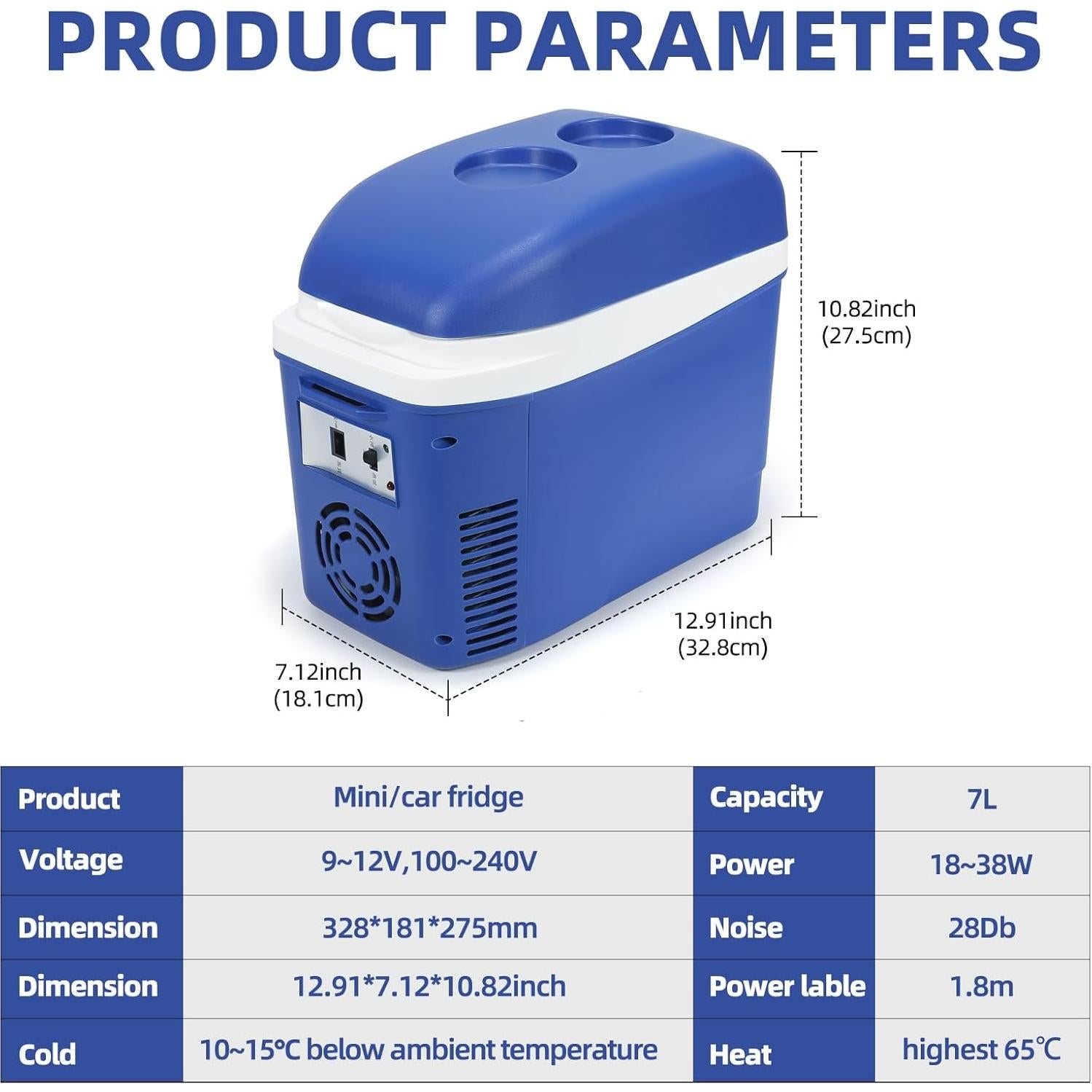 Mini Nevera IceBlue 7L Azul Portátil para Dormitorio y Viaje