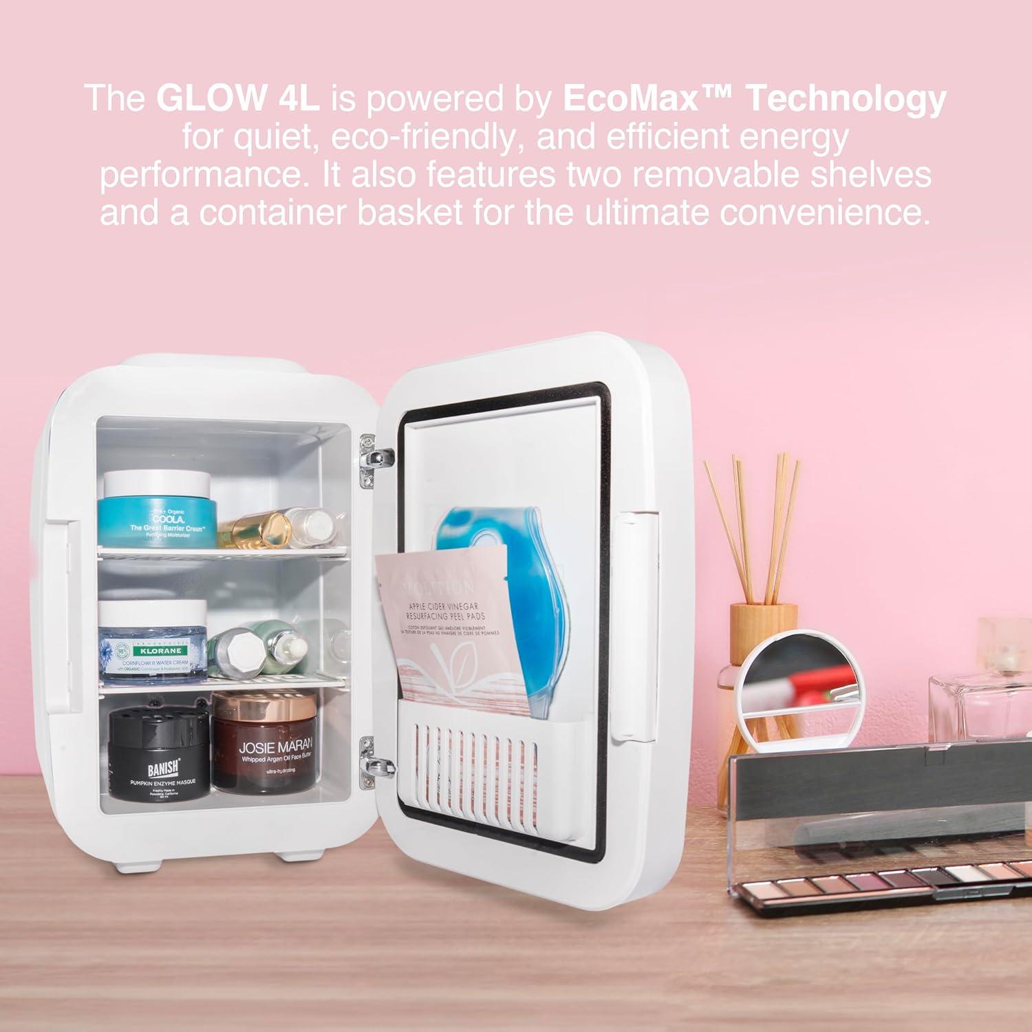 Mini Refrigerador Cooluli Glow 4L Espejo Blanco LED 2 Estantes