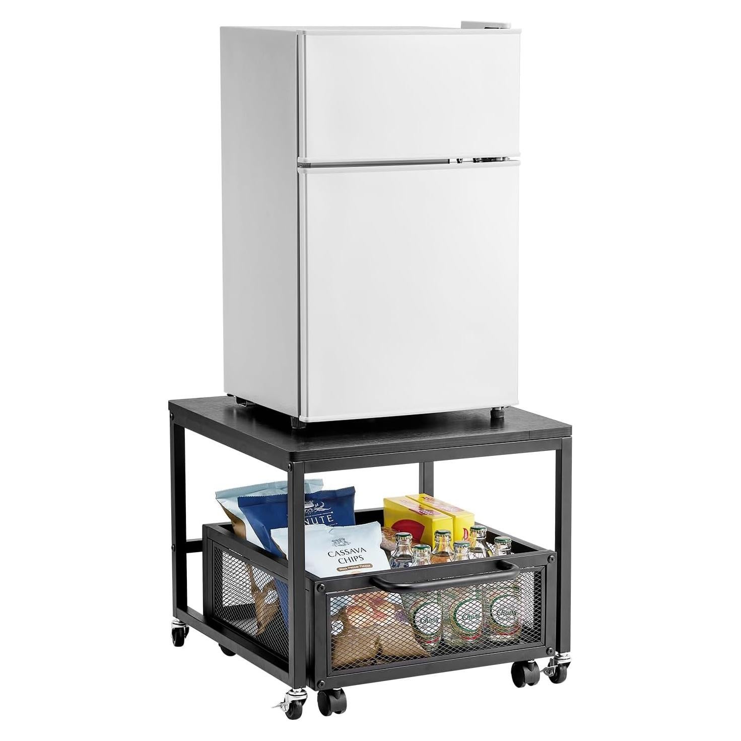 Soporte para Mini Nevera VEVOR con Carrito Móvil Negro 90 kg