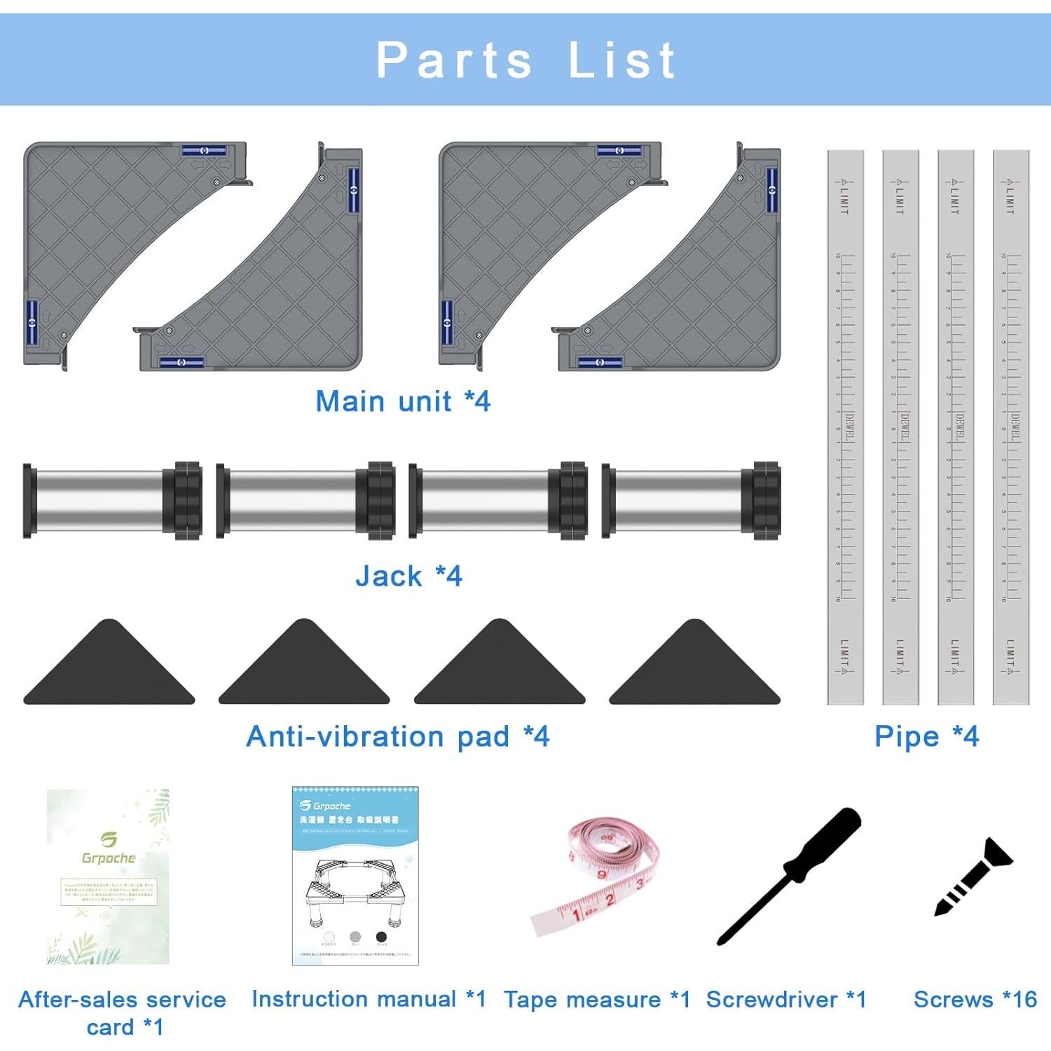 Soporte Ajustable para Mini Nevera GRPOCHE 45-65 cm Gris