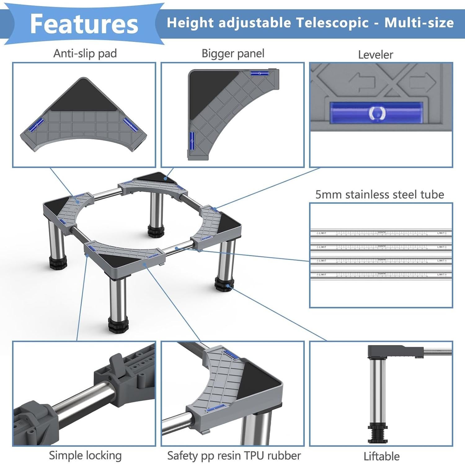 Soporte Ajustable para Mini Nevera GRPOCHE 20-23 cm Gris
