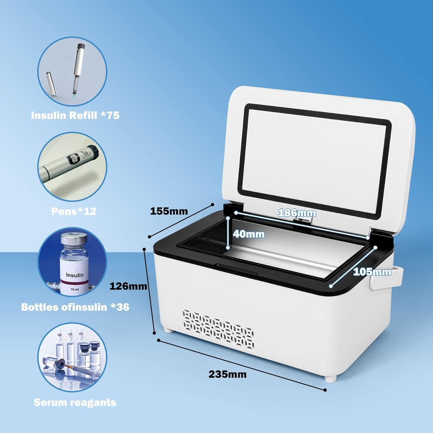 Caja Enfriadora de Insulina Portátil Brys 12 Plumas 2-8°C USB
