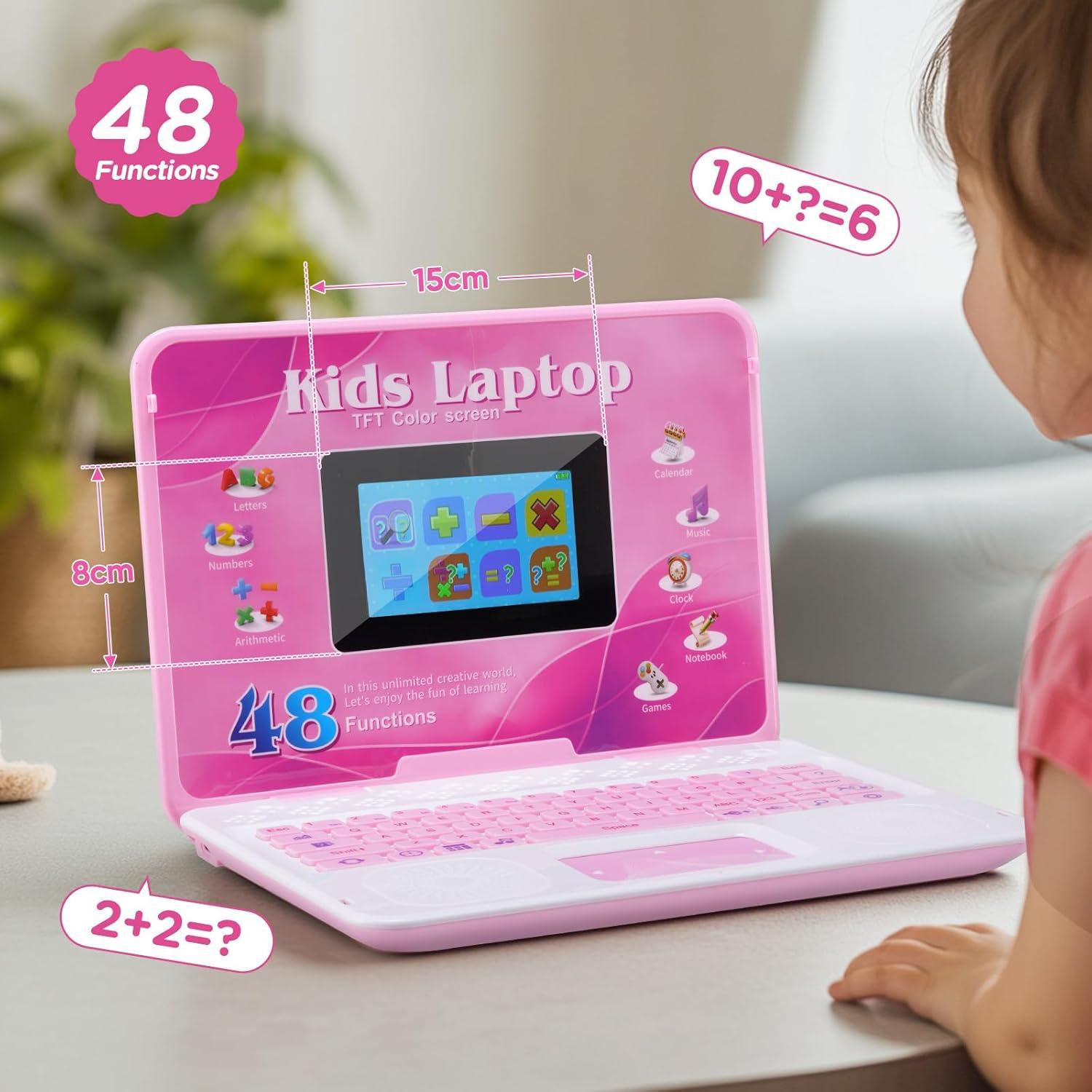 Laptop Educativa para Niños HAIOUMM Rosa 48 Modos Aprendizaje