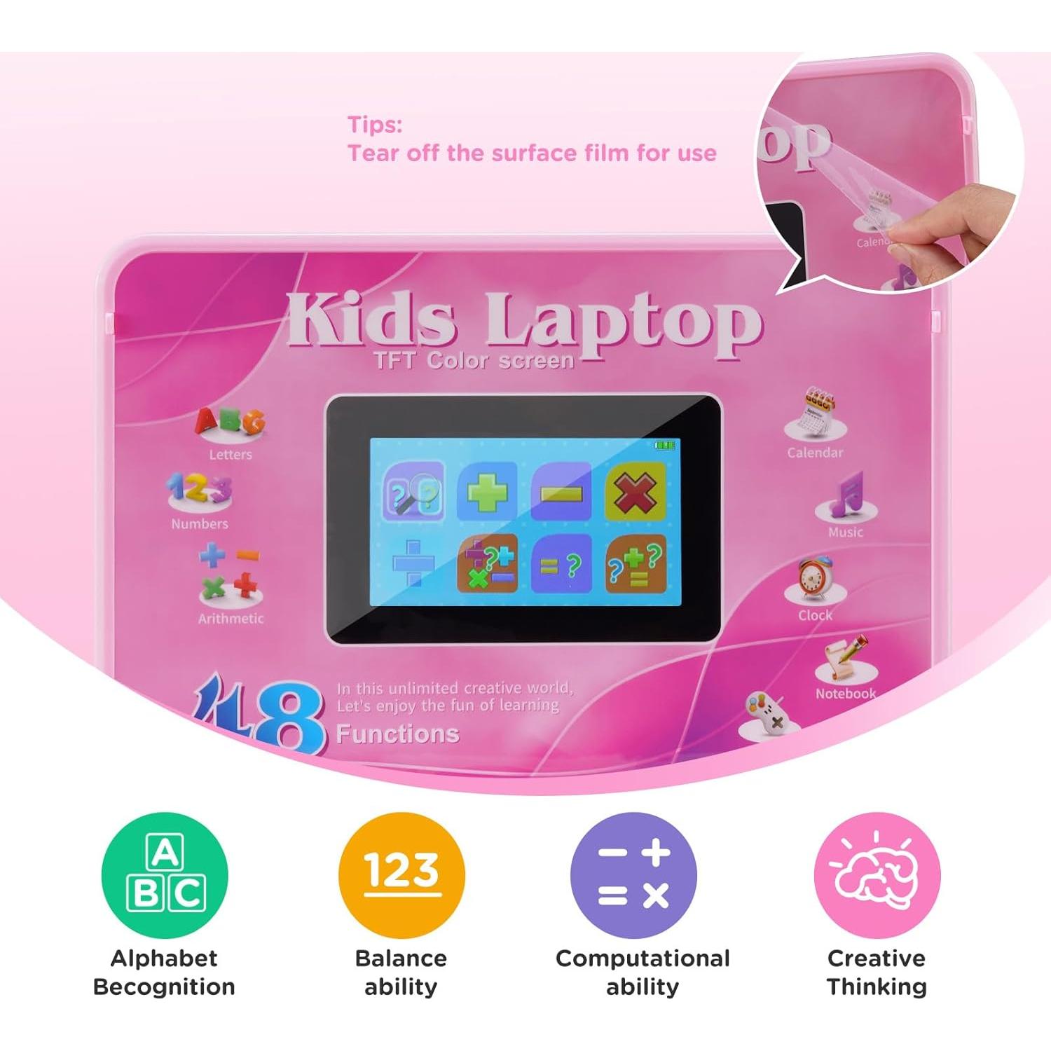 Laptop Educativa para Niños HAIOUMM Rosa 48 Modos Aprendizaje