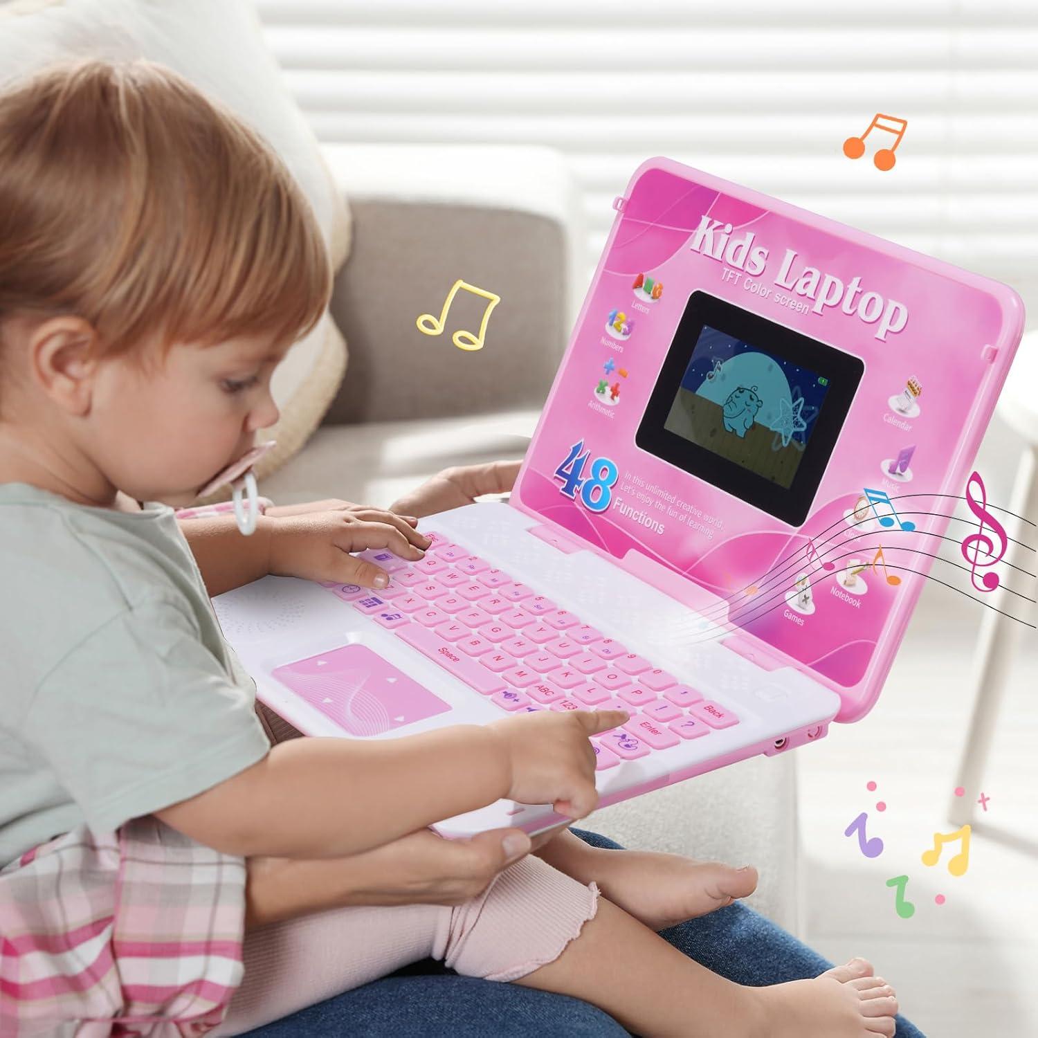 Laptop Educativa para Niños HAIOUMM Rosa 48 Modos Aprendizaje