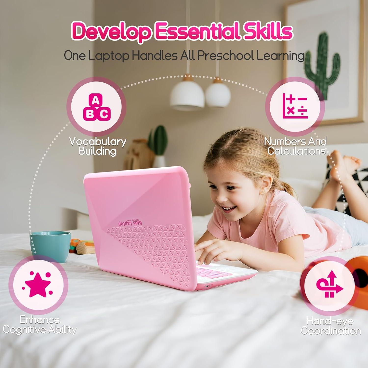 Laptop Educativa para Niños HAIOUMM Rosa 48 Modos Aprendizaje