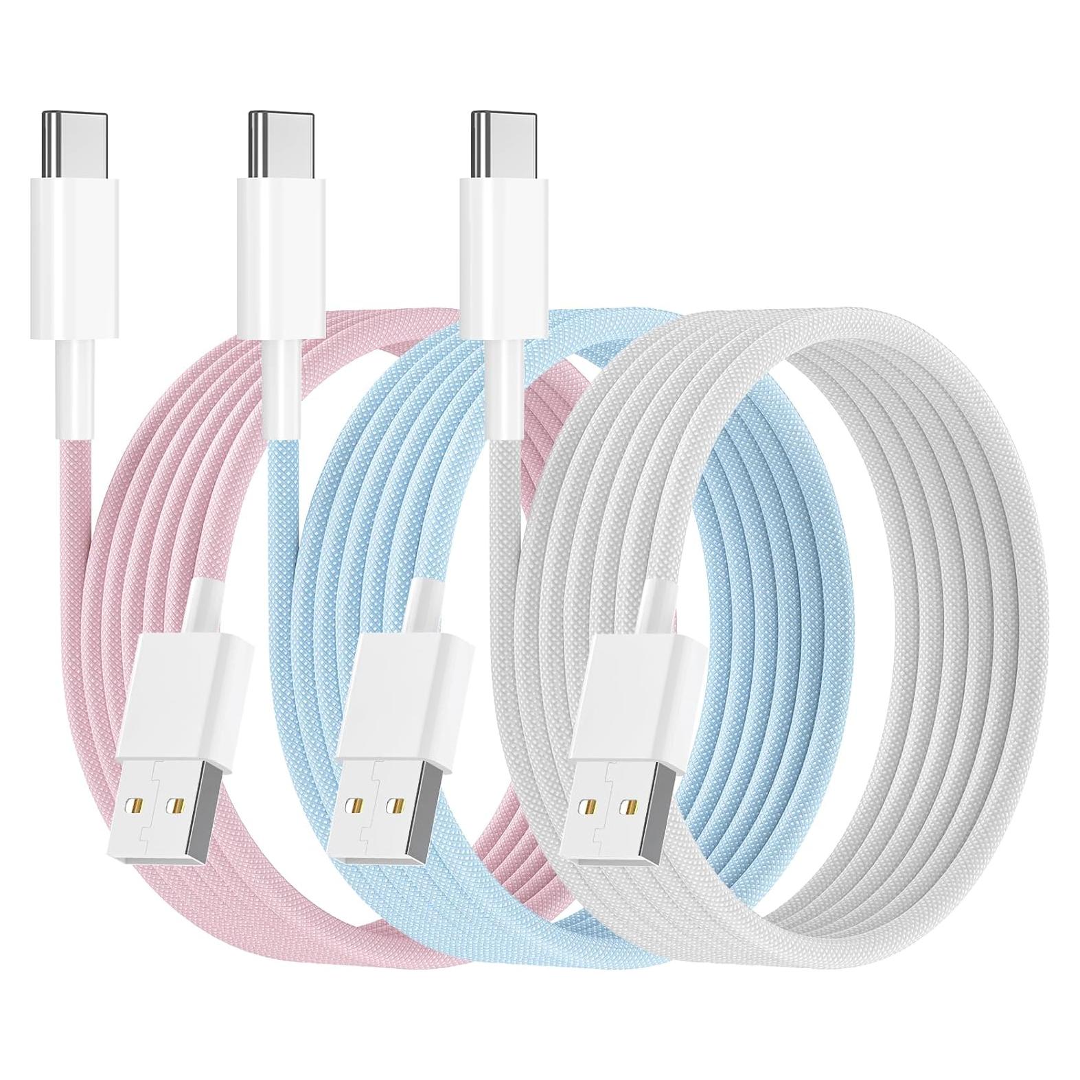 Cable Carplay 3 Paquetes 6Ft USB A a C 60W MFi para iPhone