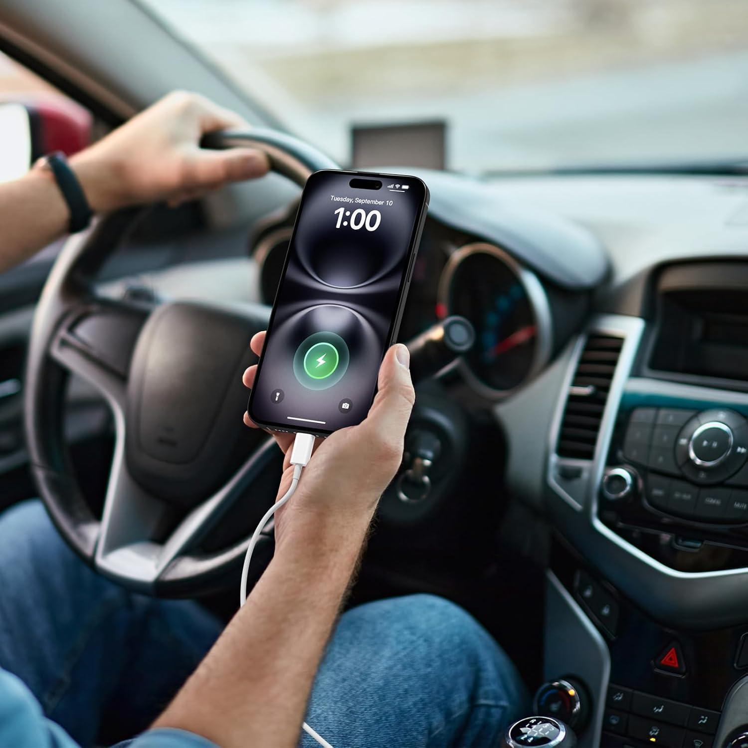 Cable Carplay 3 Paquetes 6Ft USB A a C 60W MFi para iPhone