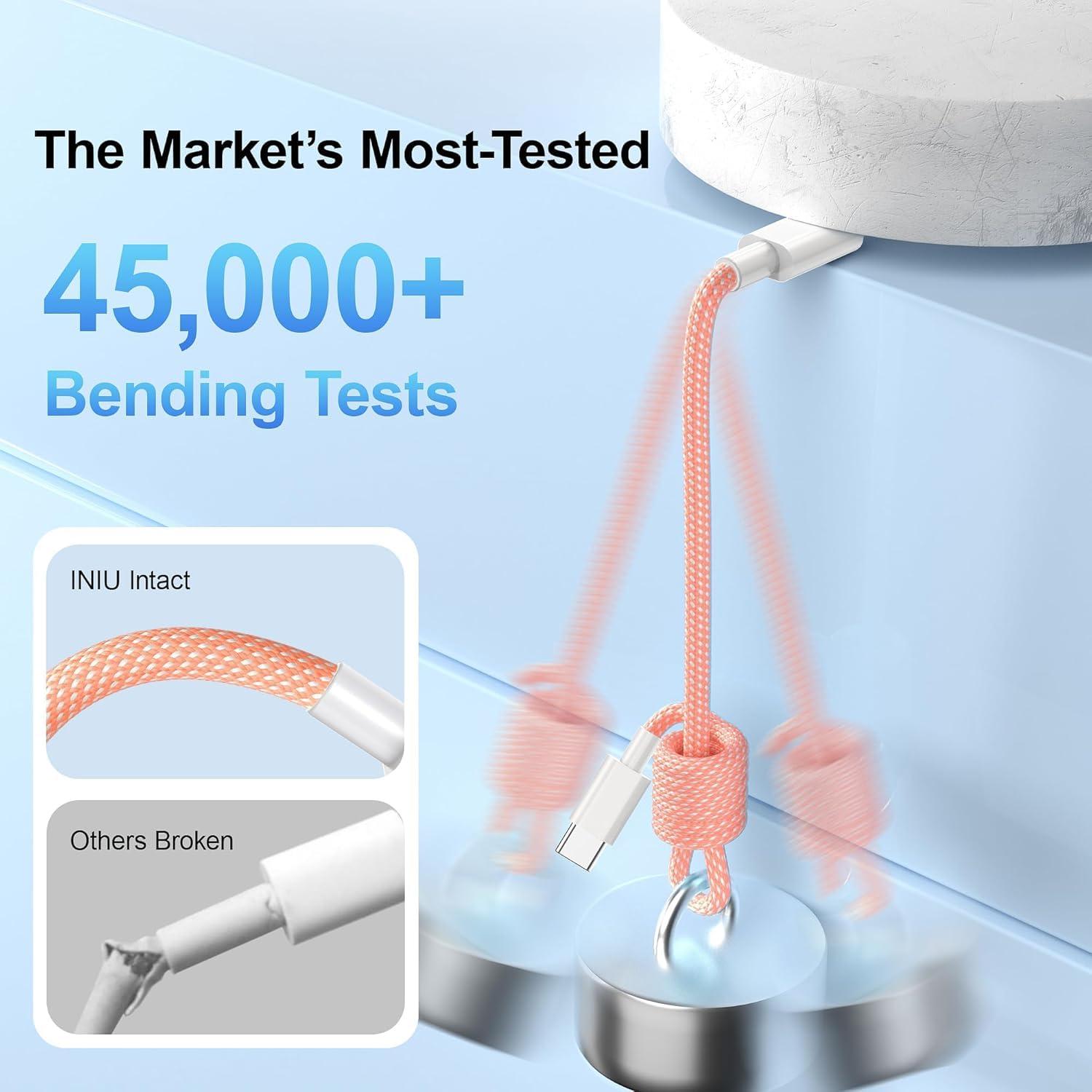 Cable Carplay 3 Paquetes 6Ft USB A a C 60W MFi para iPhone