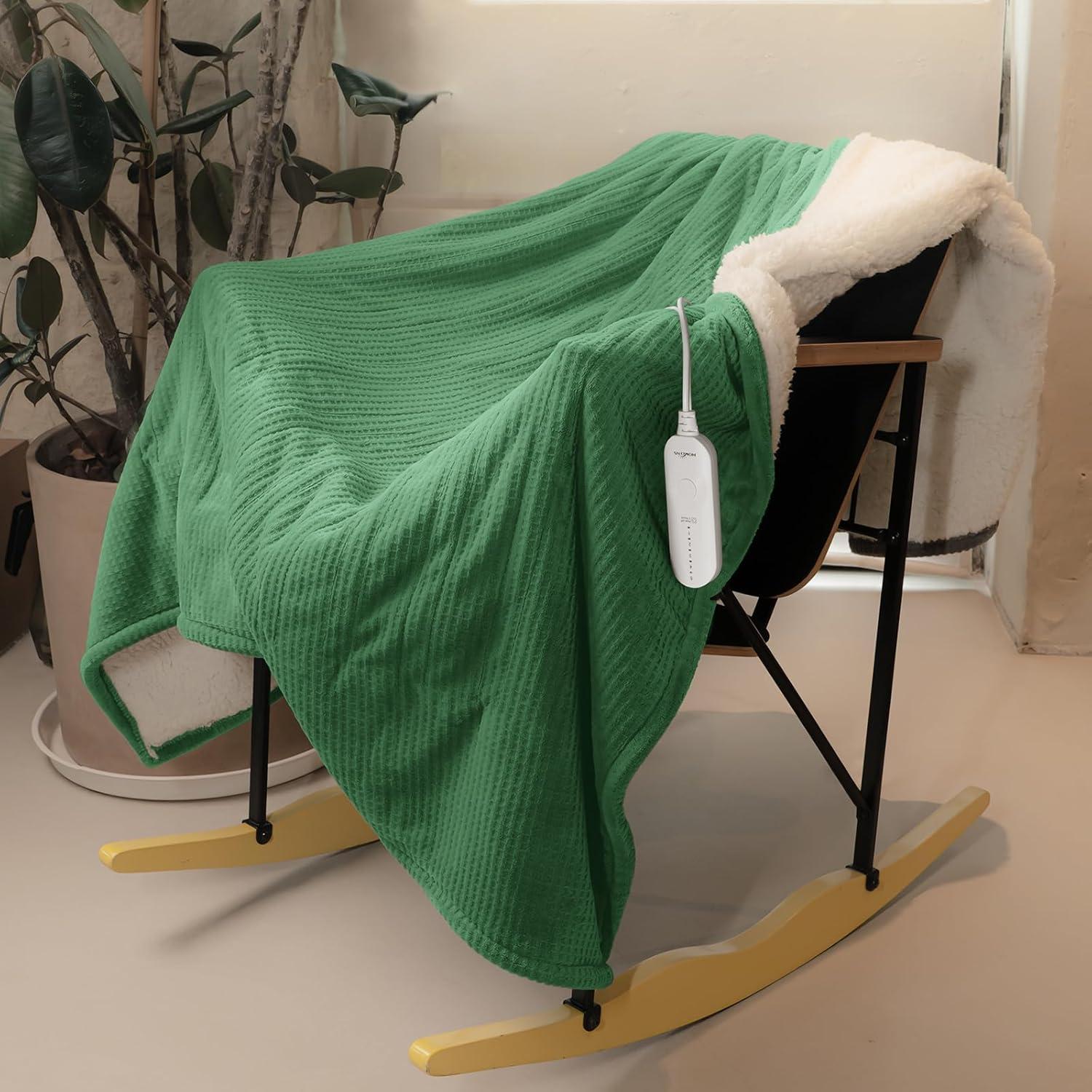 Manta Eléctrica HOMLYNS LuxeHeat 127x152 cm Verde Suave