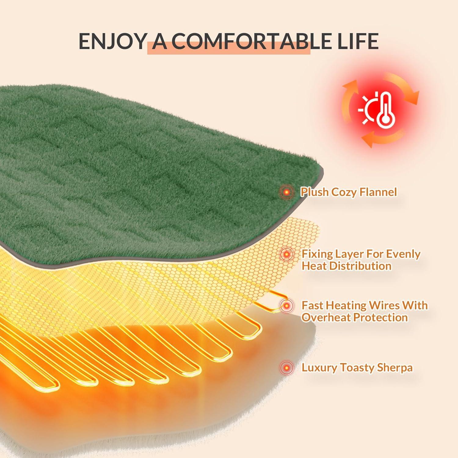 Manta Eléctrica HOMLYNS LuxeHeat 127x152 cm Verde Suave