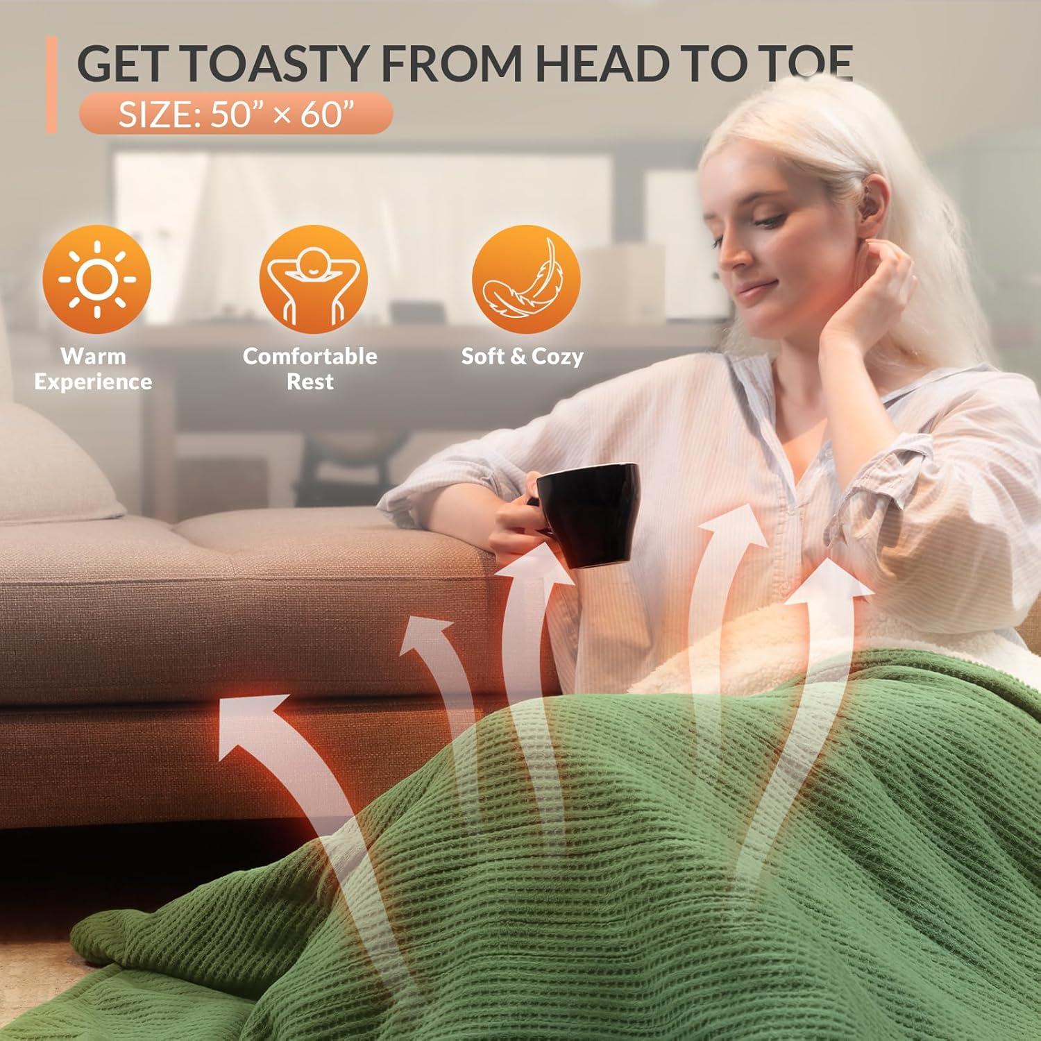 Manta Eléctrica HOMLYNS LuxeHeat 127x152 cm Verde Suave