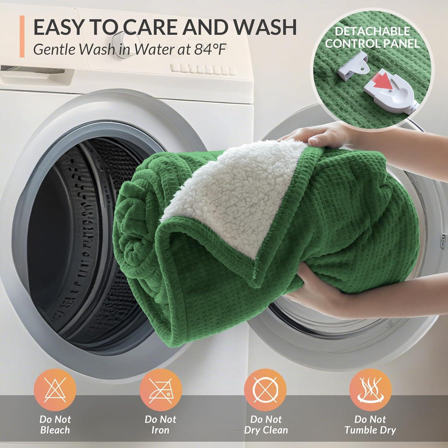 Manta Eléctrica HOMLYNS LuxeHeat 127x152 cm Verde Suave