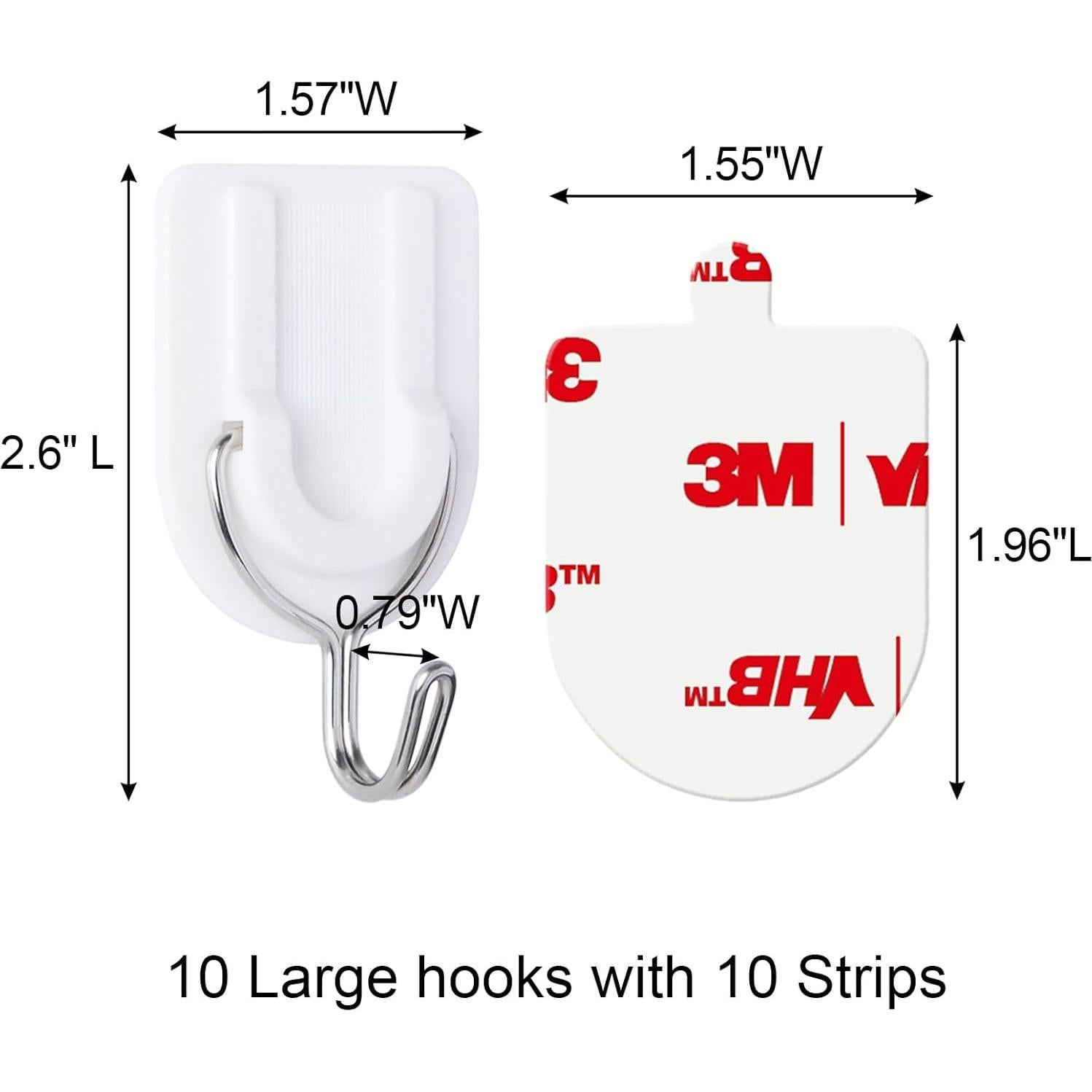 10 Ganchos Adhesivos JulyWind Alta Resistencia 2.27 kg