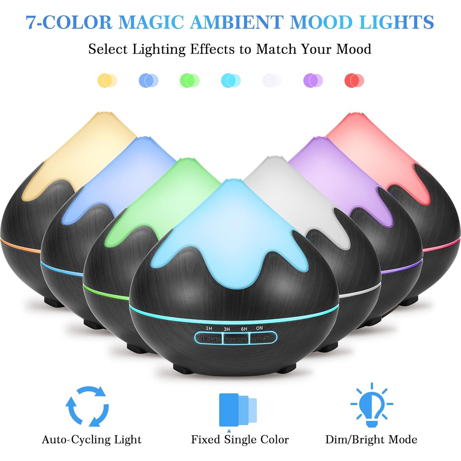 Difusor de Aromaterapia GLOXA 500ml Control Remoto Negro