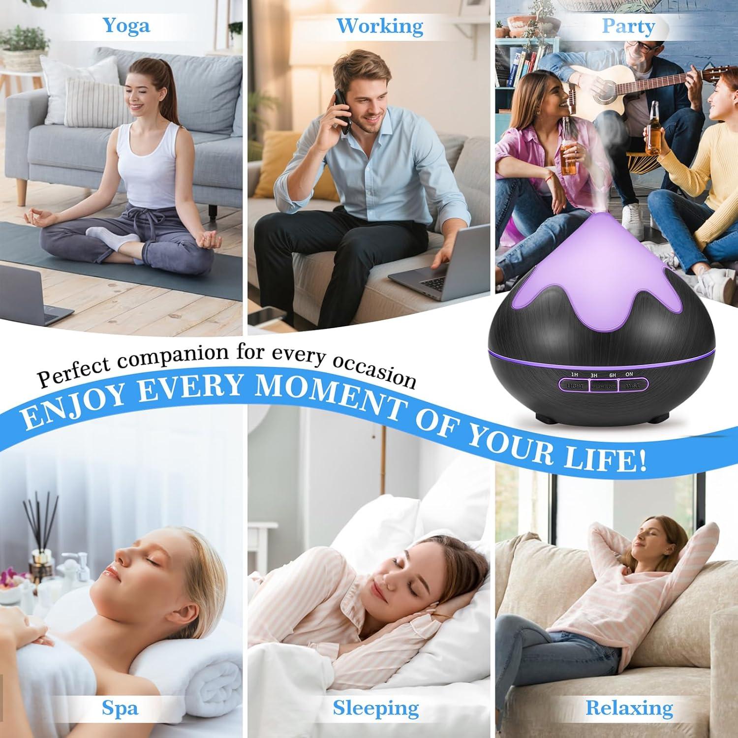 Difusor de Aromaterapia GLOXA 500ml Control Remoto Negro