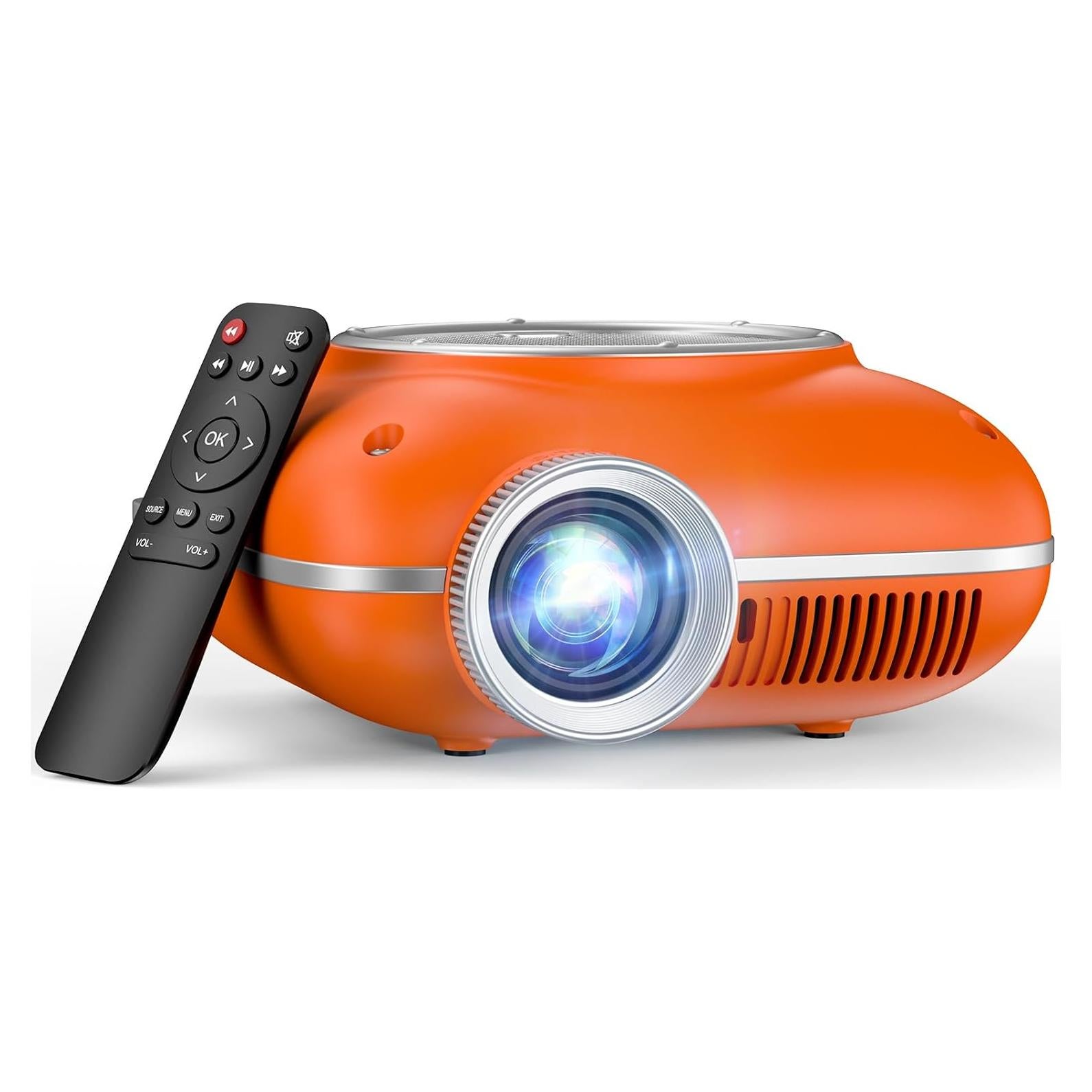 Mini Proyector Portátil HOMPOW 1080P Bluetooth 5.1 Naranja