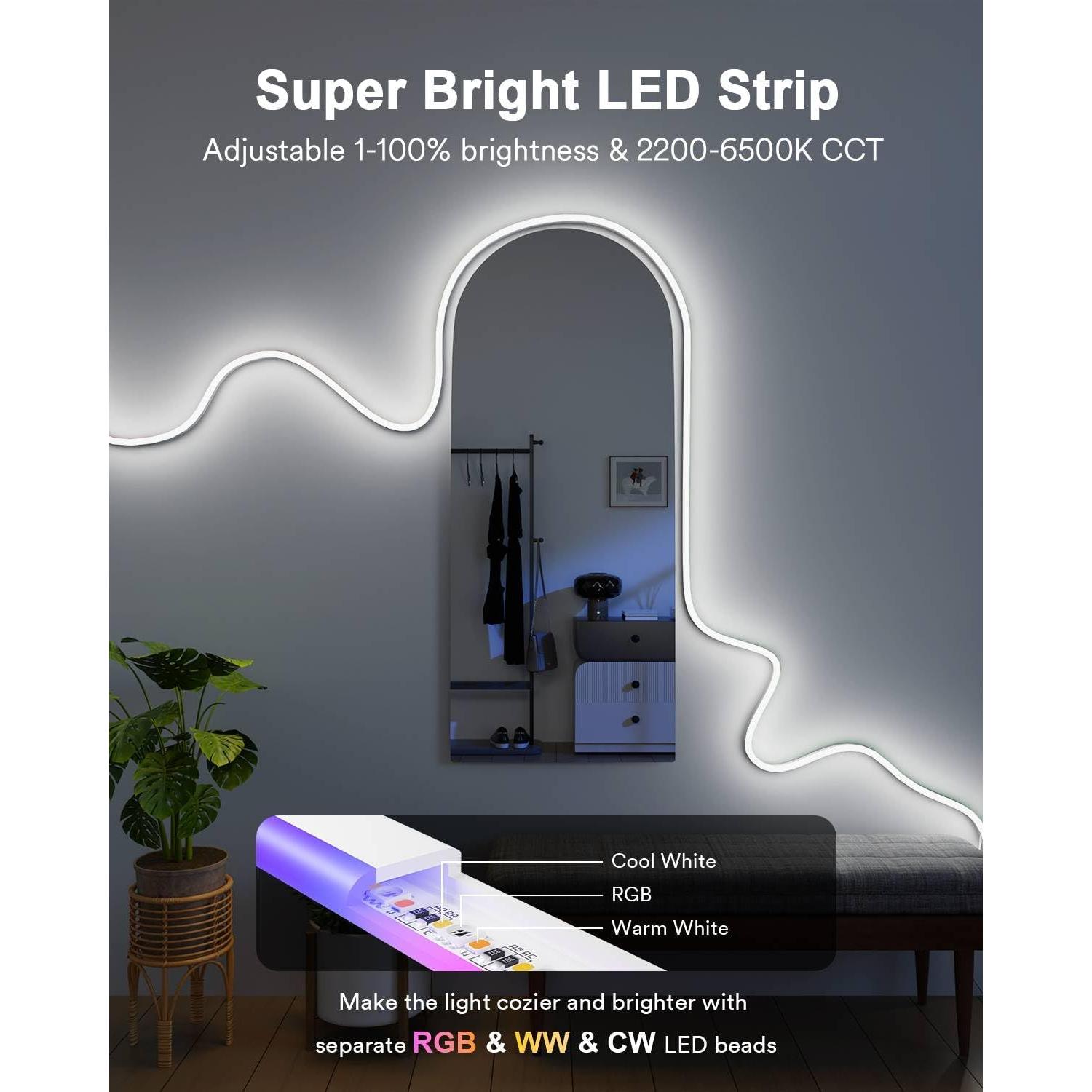 Tira de Luz LED Lumary 2.99m RGB y Blanca Cálida, Control Alexa