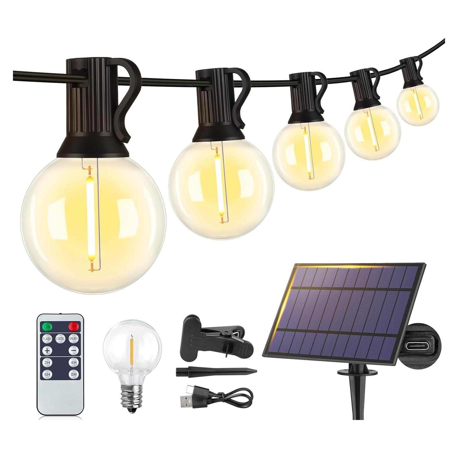 Luces de Cadena Solares Larkvue 25FT con Control Remoto 11 Bombillas