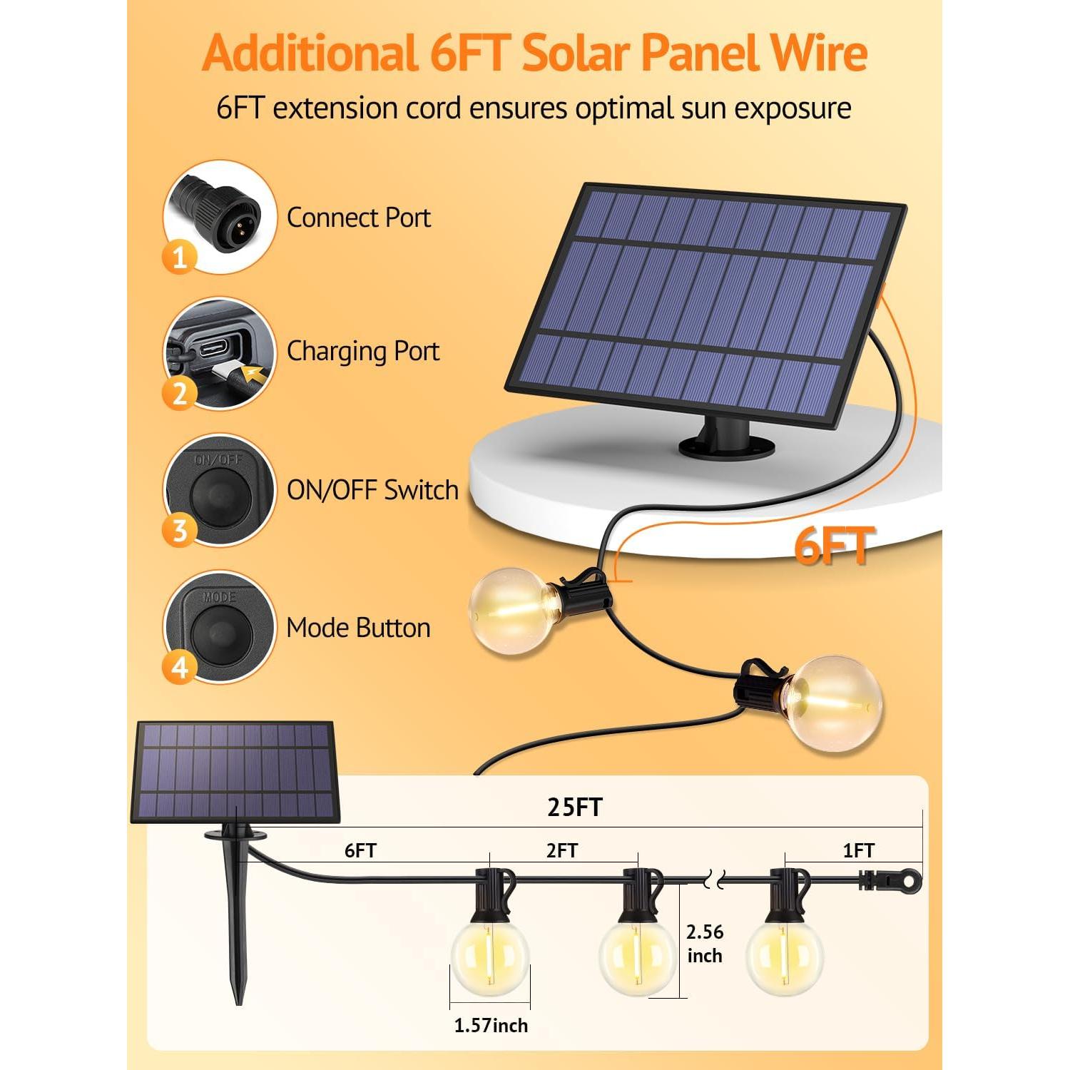Luces de Cadena Solares Larkvue 25FT con Control Remoto 11 Bombillas