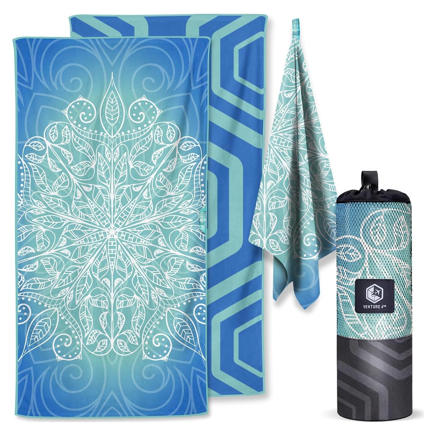 Toalla de Playa Microfibra VENTURE 4TH Mandala Azul 89x198 cm