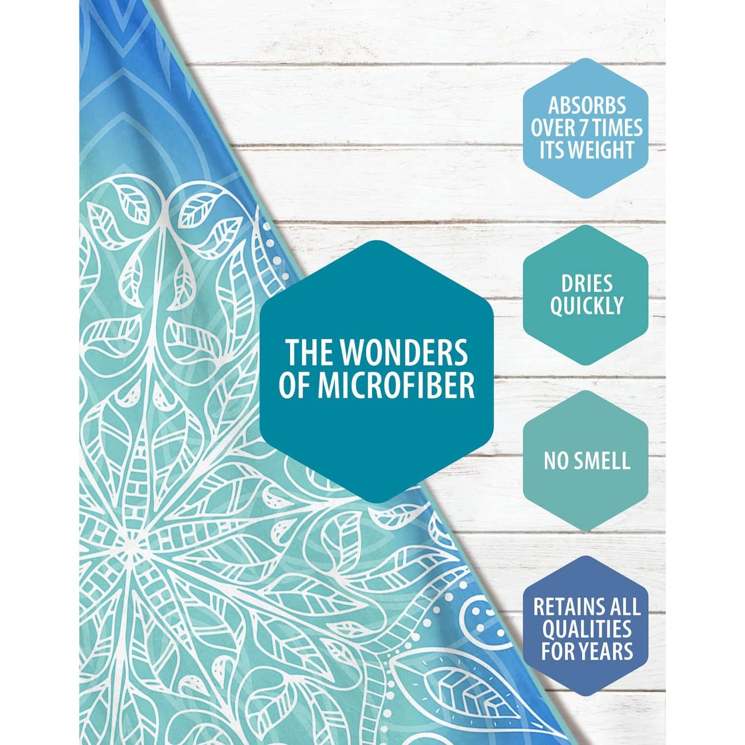 Toalla de Playa Microfibra VENTURE 4TH Mandala Azul 89x198 cm